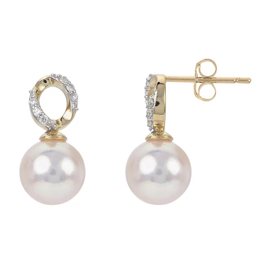 PearLustre by Imperial 14k Gold Akoya Cultured Pearl & Diamond Accent Drop Earrings, Women's Product Image
