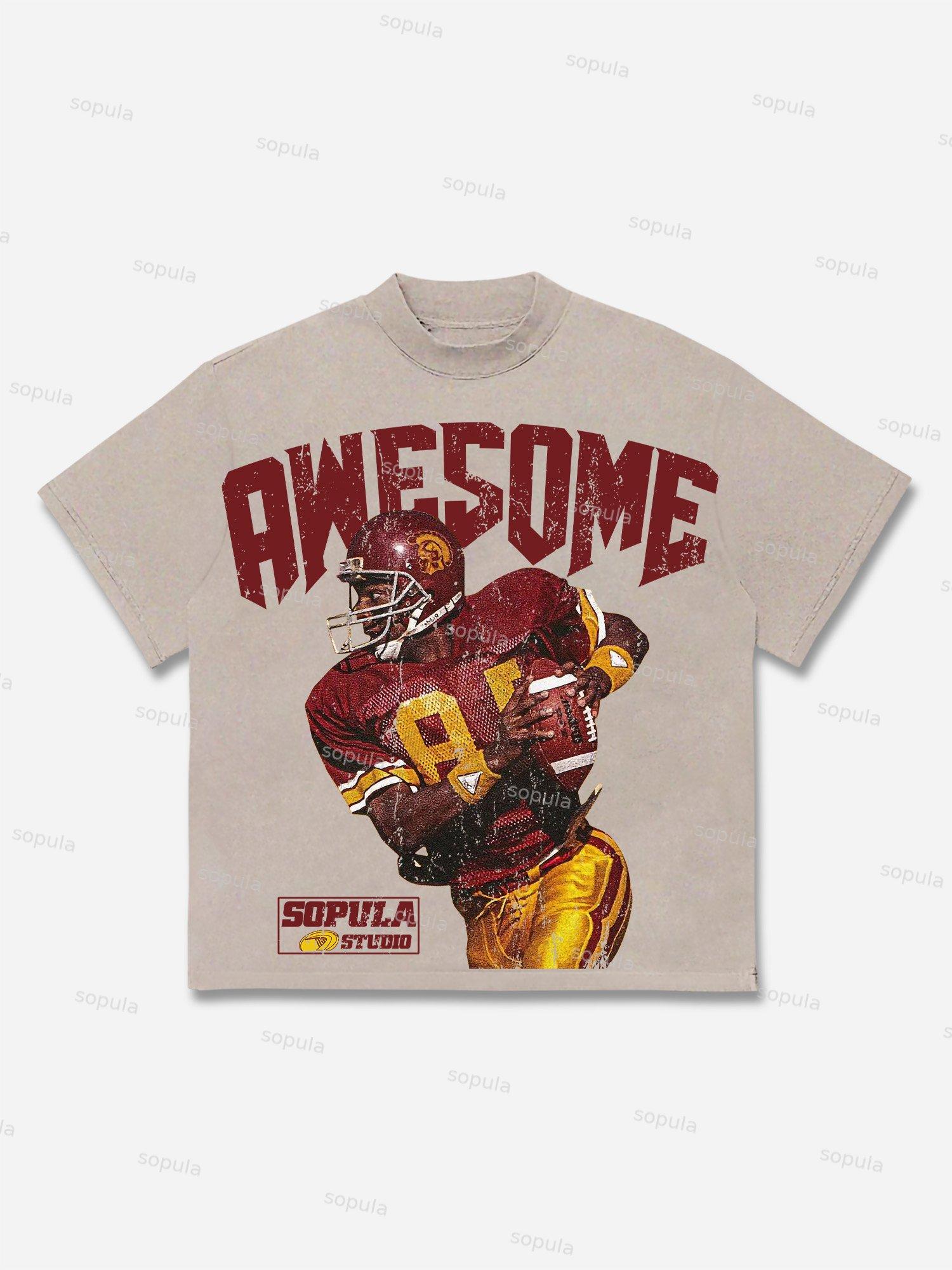Sopula Awesome Rugby Player Graphic Print Cotton T-shirt Product Image