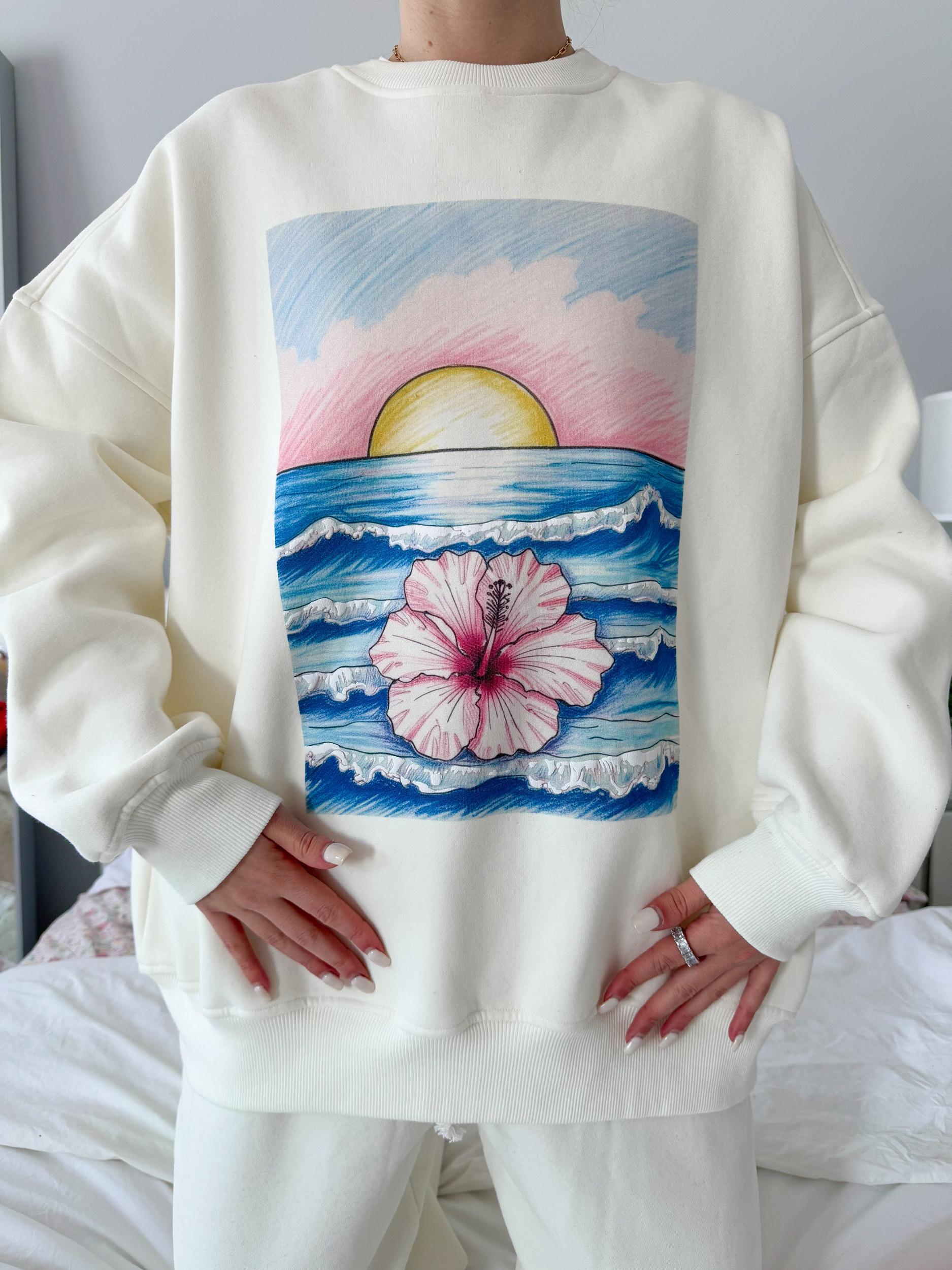 Ivory Ocean Sunset Dreams Sweatshirt Product Image