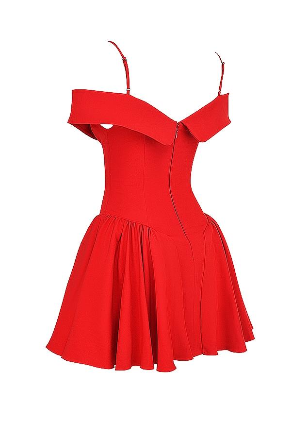 Elida  scarlet off shoulder mini dress Product Image