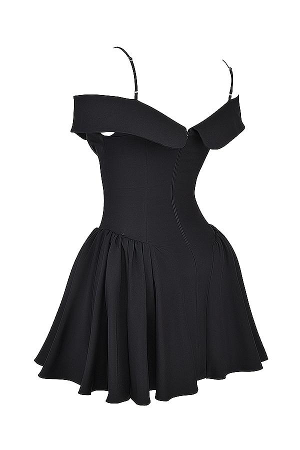 Elida  black off shoulder mini dress Product Image