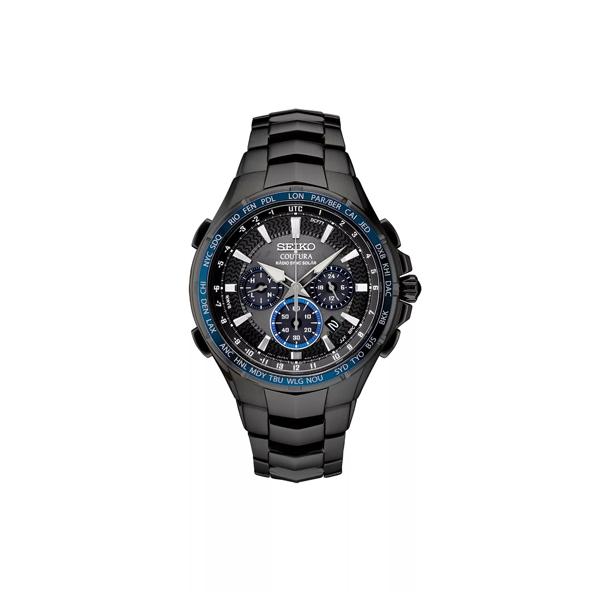 Seiko Mens Coutura Stainless Steel Radio Sync Solar Watch - SSG021 Black Product Image