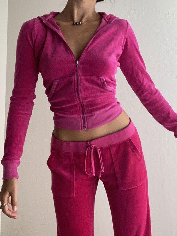 Velvet Zip Up Hoodie Product Image