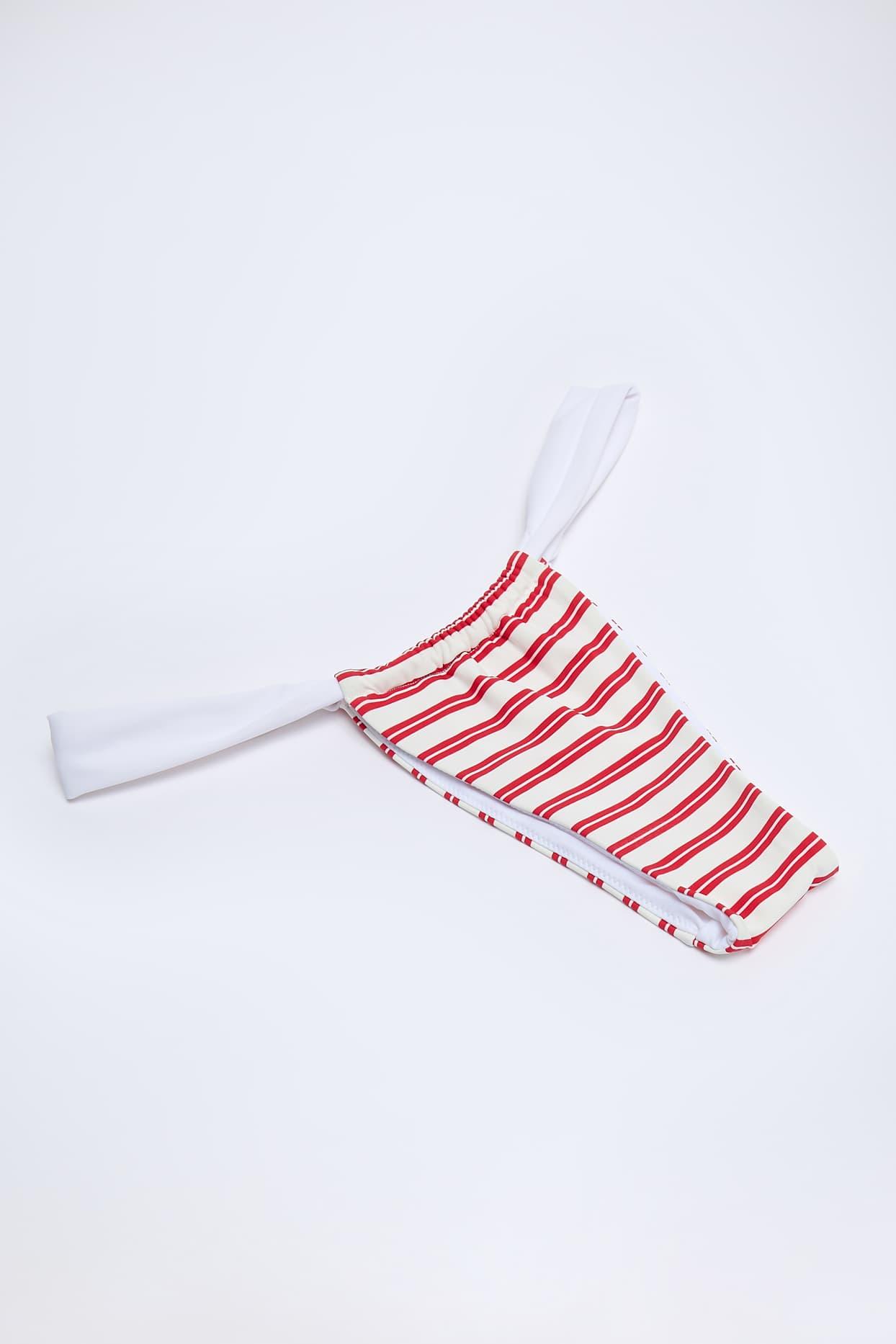 Ruched Cheeky Bikini Bottoms in Cherry Red Product Image