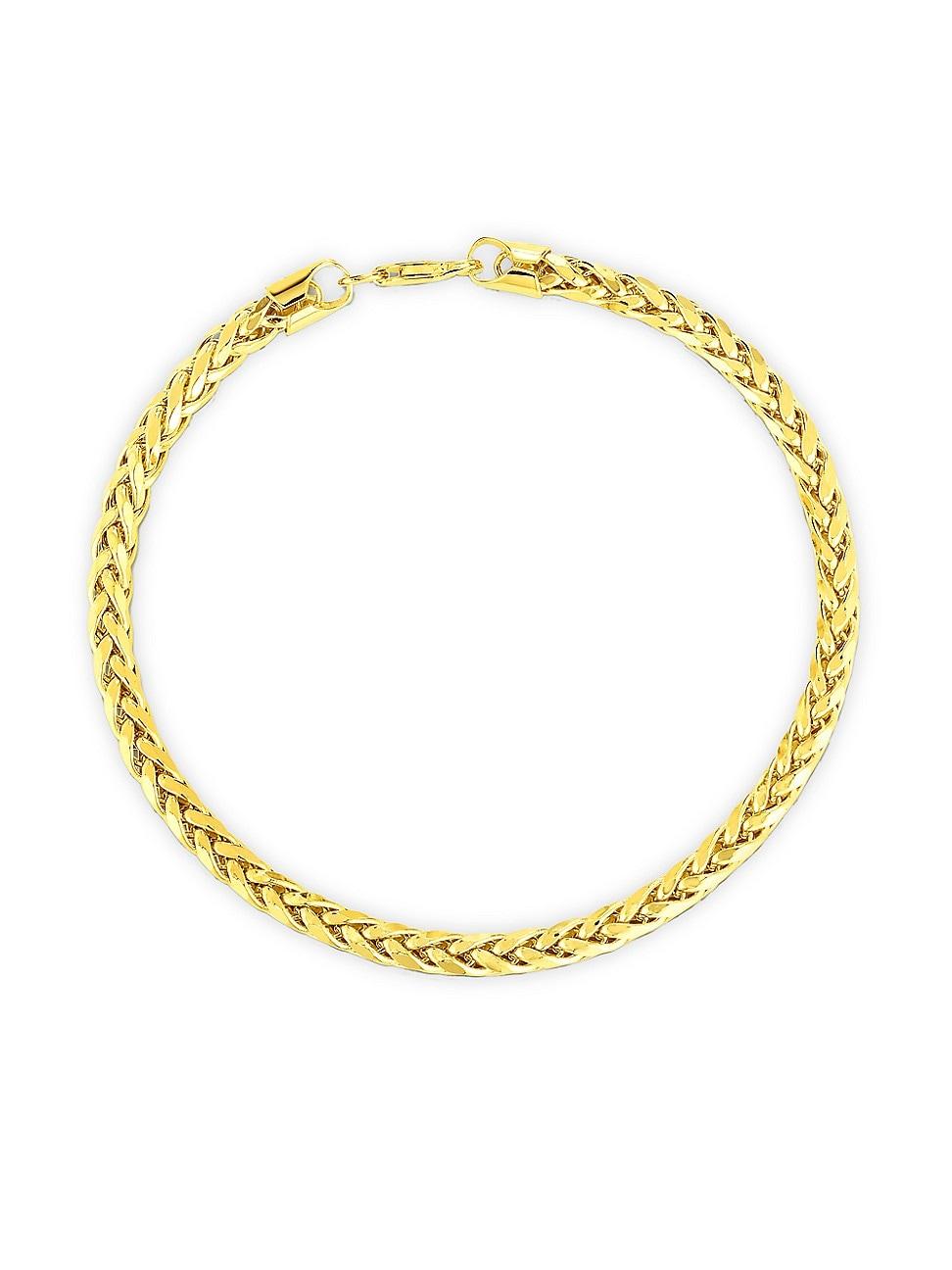 Mens 14K Yellow Gold Wheat-Chain Bracelet Product Image
