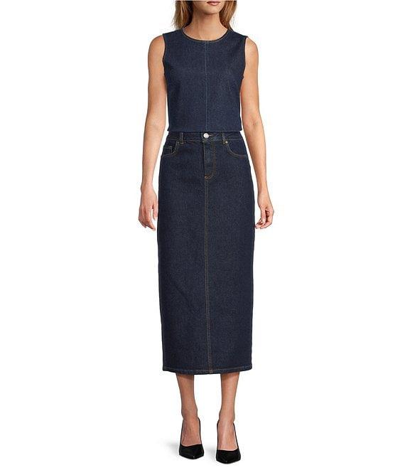 Antonio Melani Kaylee Coordinating Sleeveless Crew Neck Denim Blouse Product Image