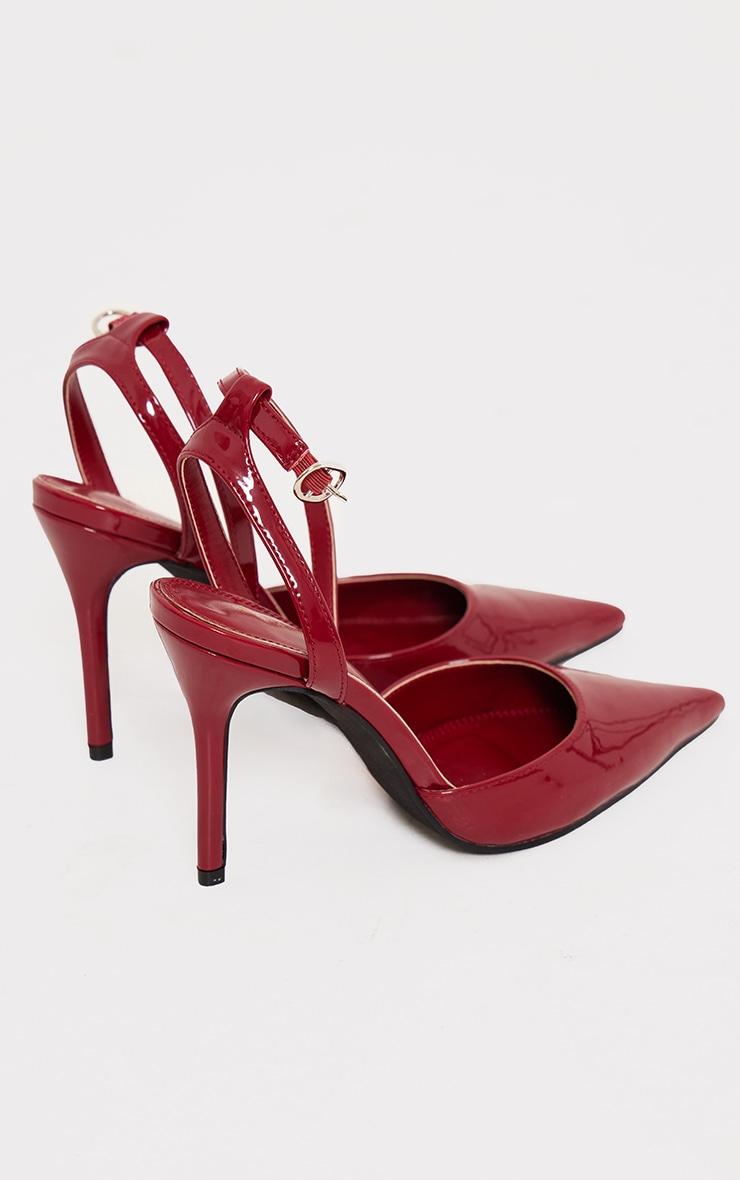 Burgundy Patent Ankle Strap High Heeled Courts Product Image