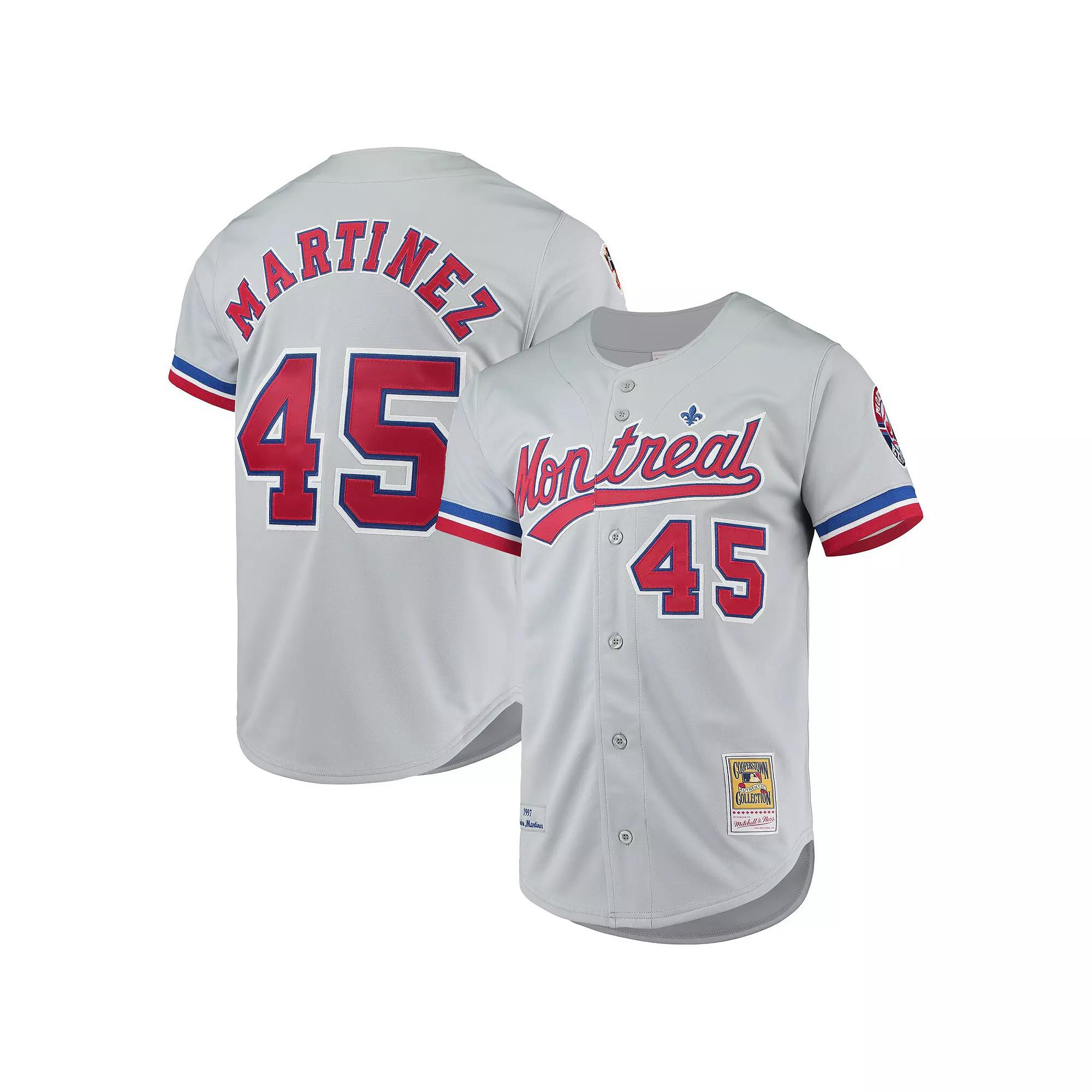 Men's Mitchell & Ness Pedro Martinez Gray Montreal Expos Cooperstown Collection Authentic Jersey, Size: 44, Mlb Grey Product Image