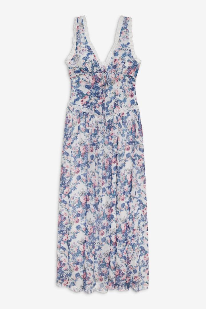 Audrey Floral Maxi Dress — Blue Product Image