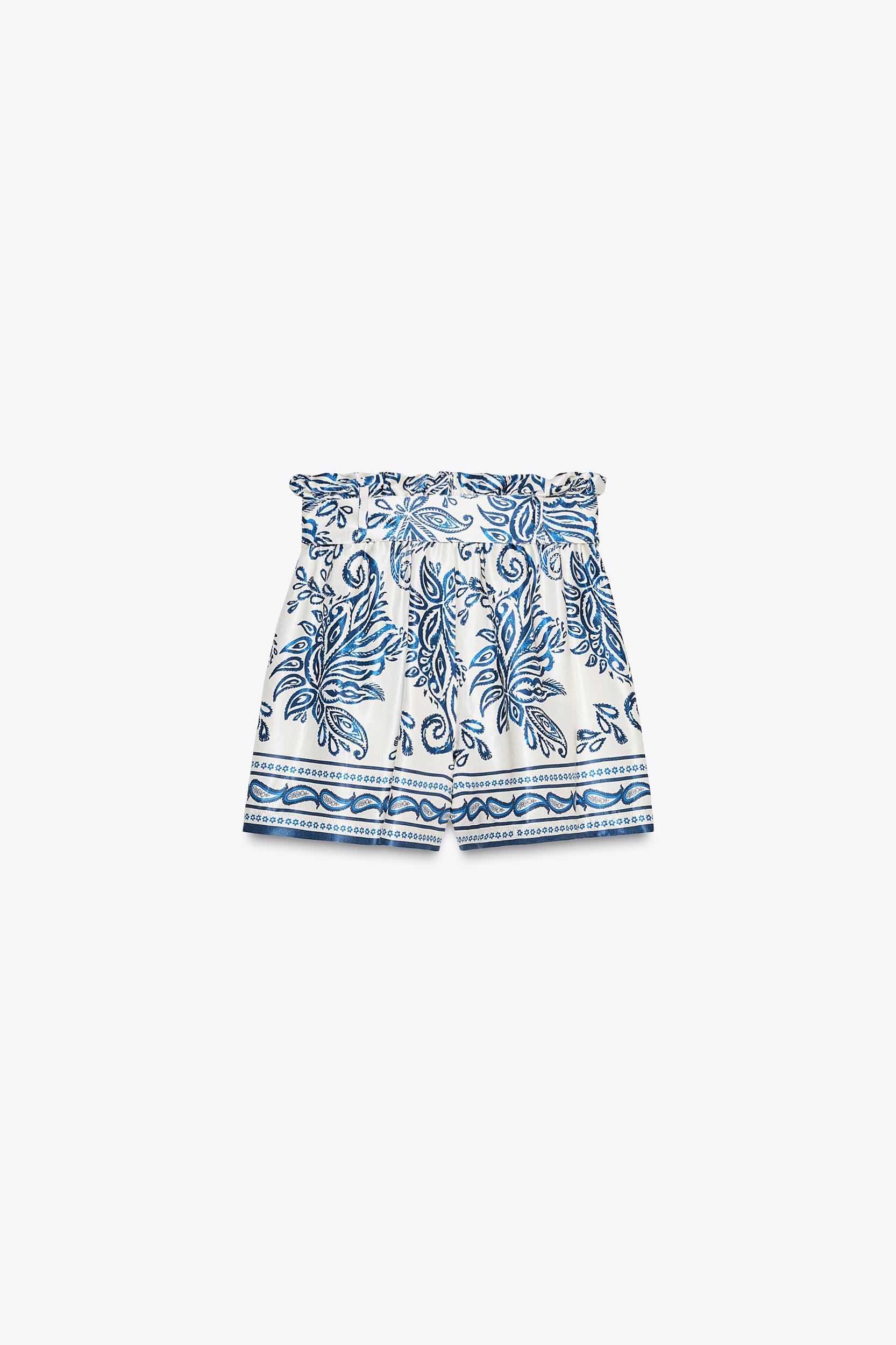 PRINTED SATIN EFFECT PAPER BAG SHORTS Product Image