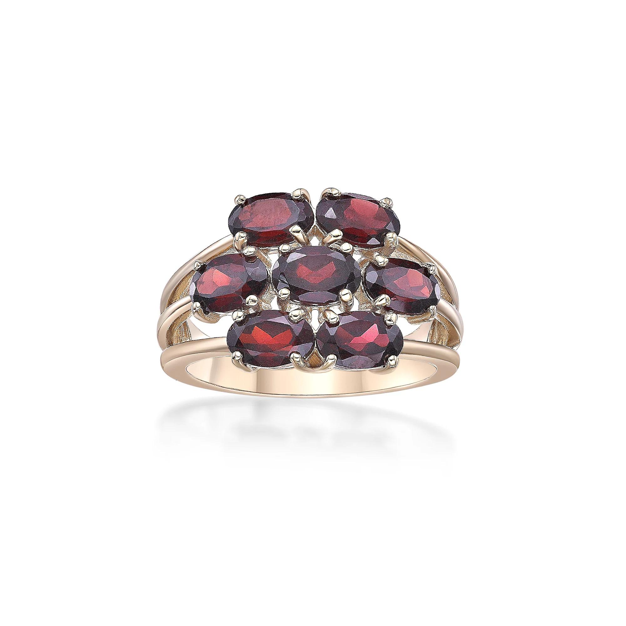Gemminded 18k Gold Over Silver Garnet 7-Stone Oval Cluster Ring, Women's, Size: 6, Gold Tone Product Image