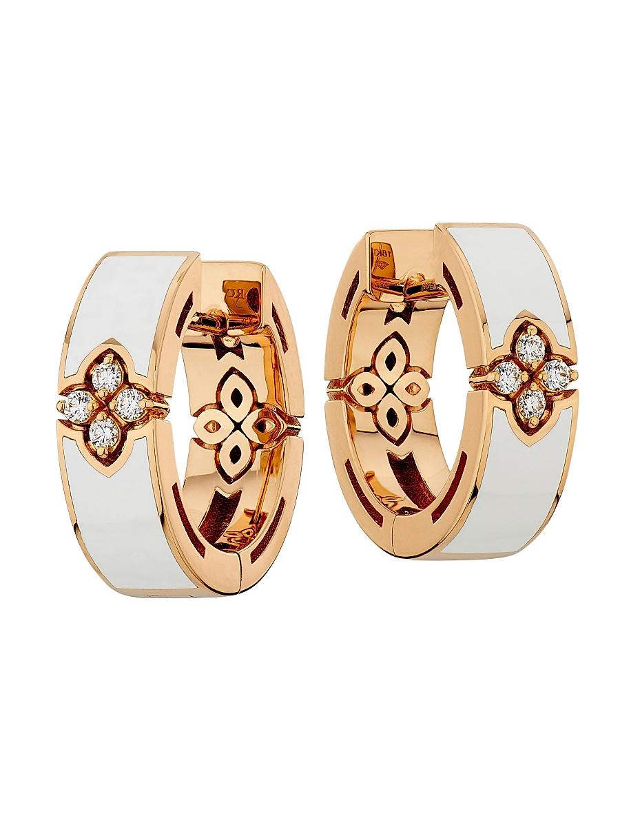 Womens Love In Verona 18K Rose Gold, Enamel & 0.06 TCW Diamond Hoop Earrings Product Image