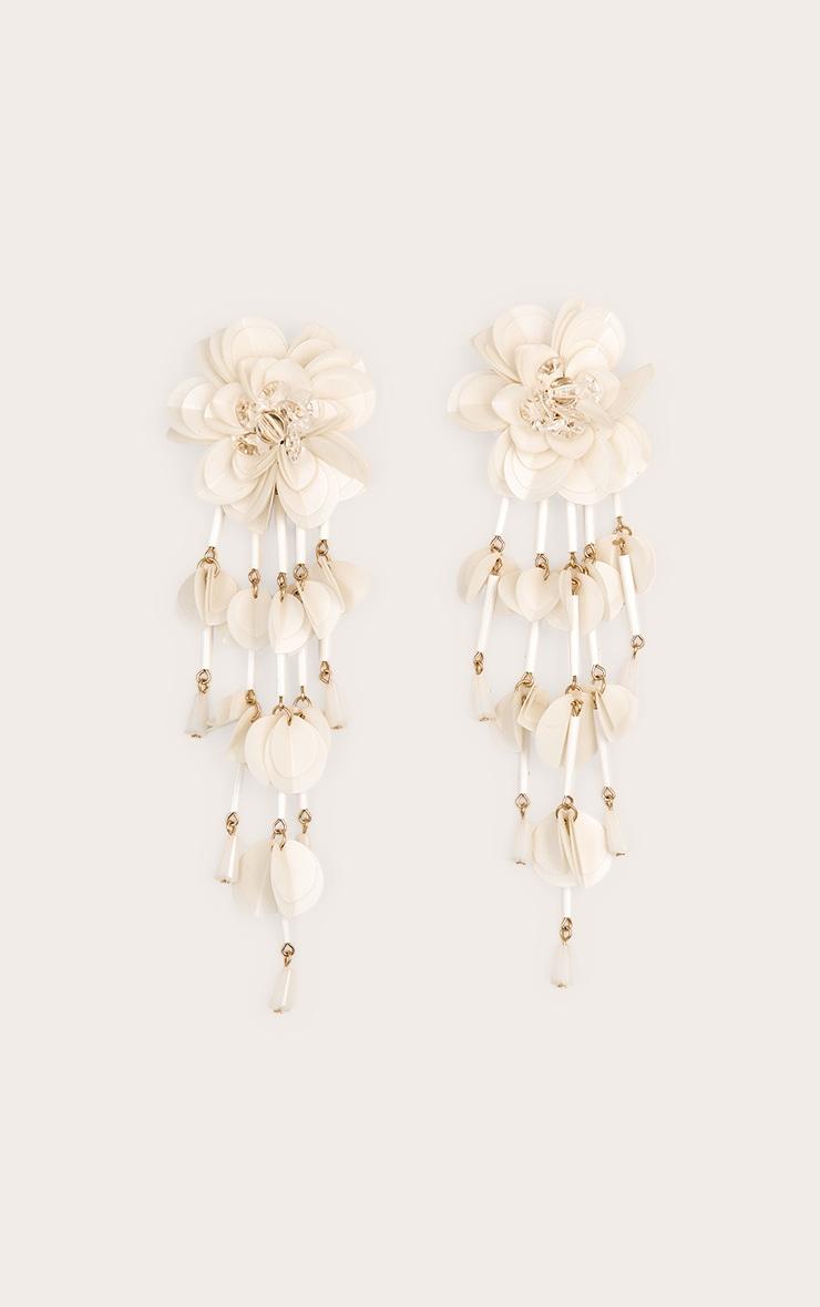 Cream Statement Floral Drape Earrings Product Image