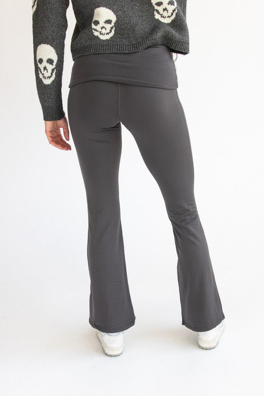 Fold Over Fleece Lined Flare Leggings Product Image