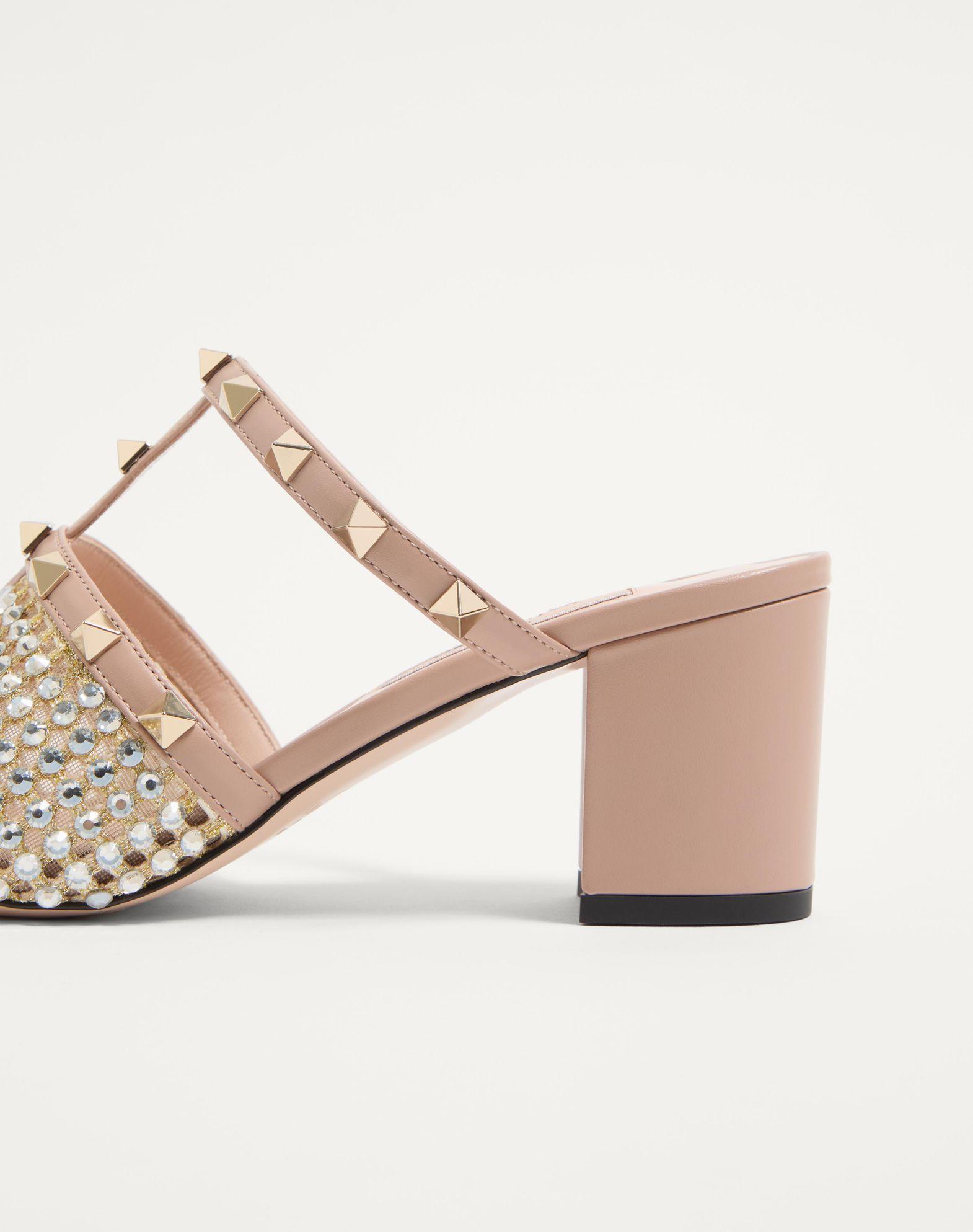Rockstud Calfskin Slide Sandal With Strass Embroidery 60Mm Product Image