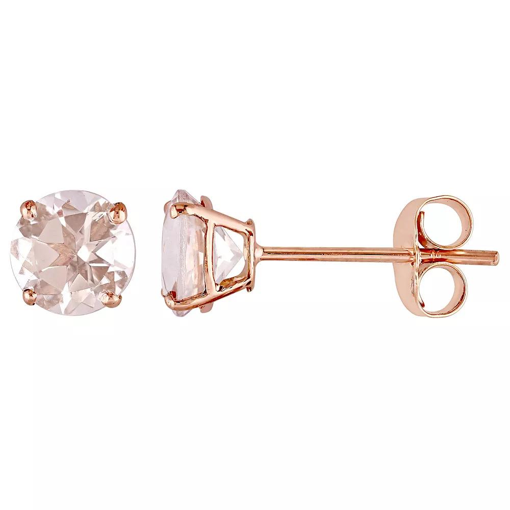 Stella Grace 14k Rose Gold Morganite Solitaire Stud Earrings, Womens Product Image