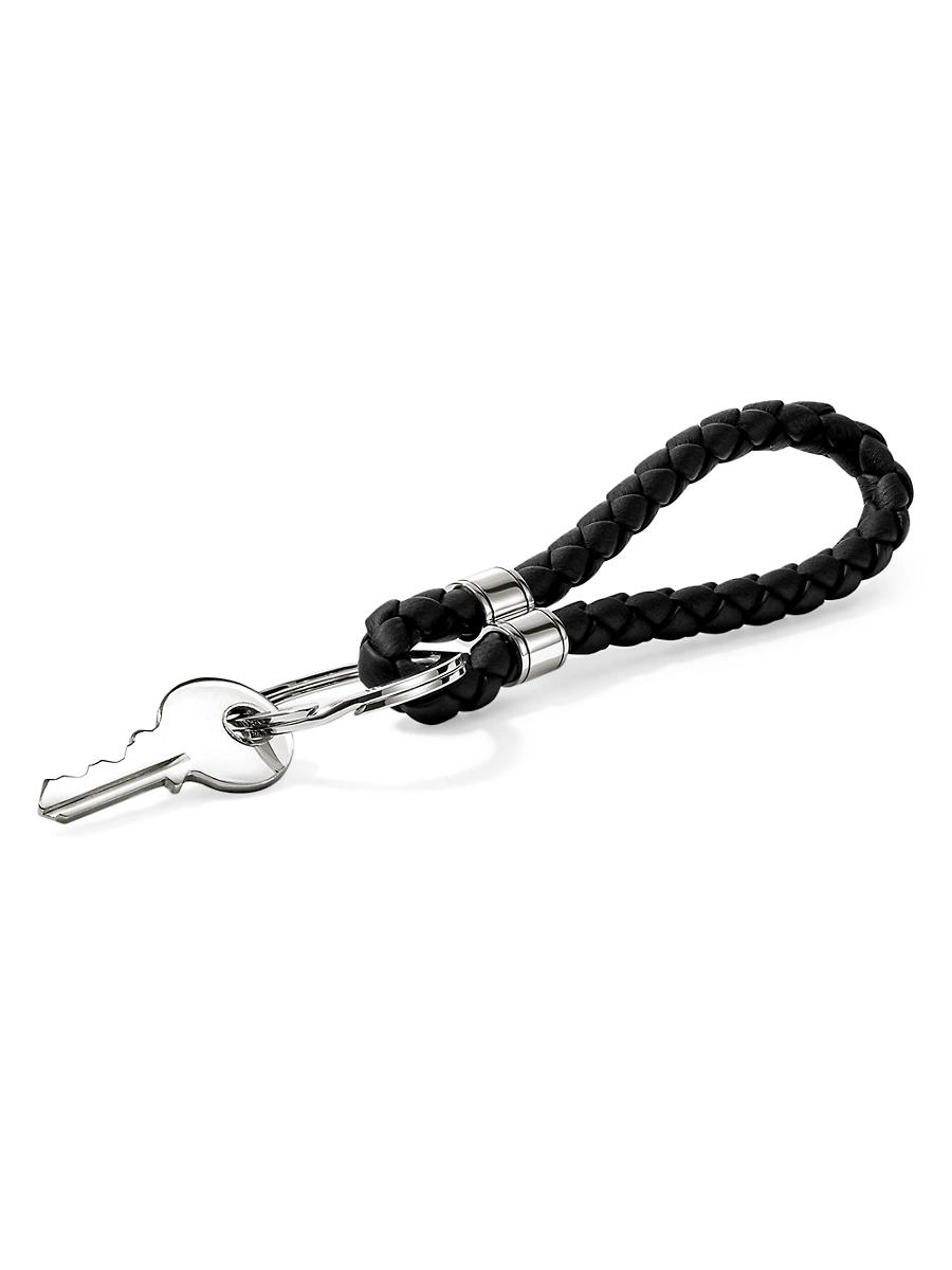 Mens Sterling Silver & Leather Key Chain Product Image