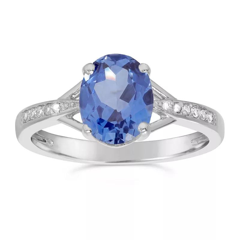 Gemminded Sterling Silver Lab-Created Sapphire & Diamond Accent Ring, Womens Product Image