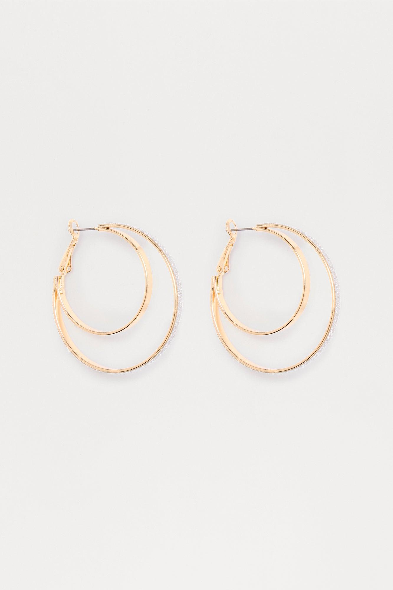 Brittney Rhinestone Double Hoop Earrings - Gold Female Product Image