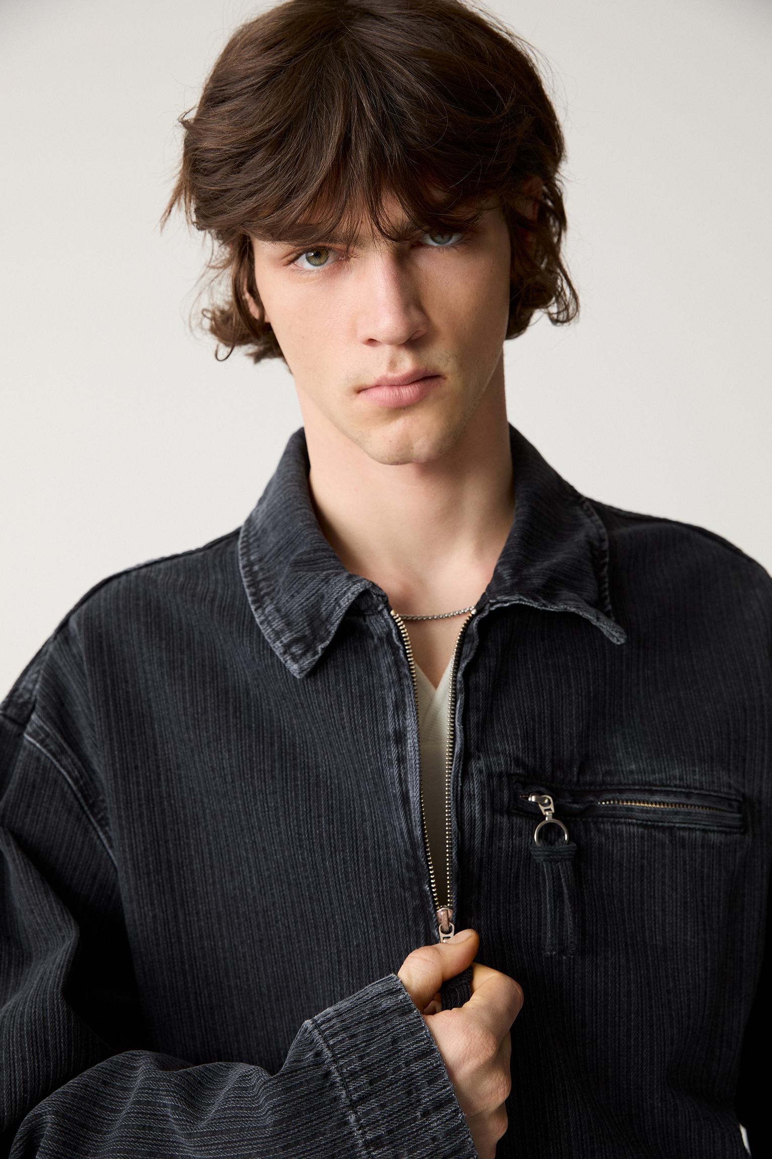 Textured denim jacket Product Image