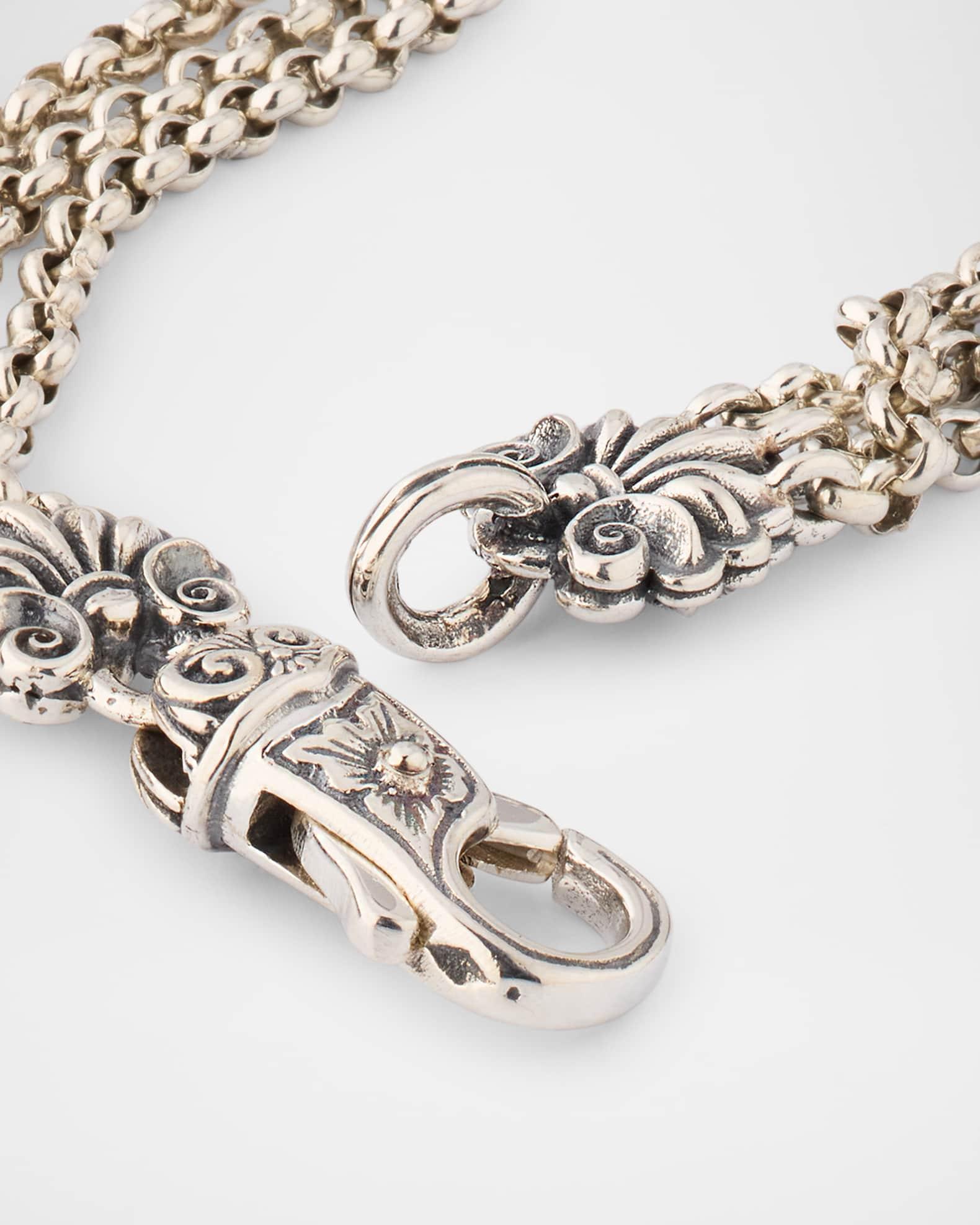 Ivy Rock Crystal, Strawberry Quartz and MOP Triple Chain Bracelet Product Image