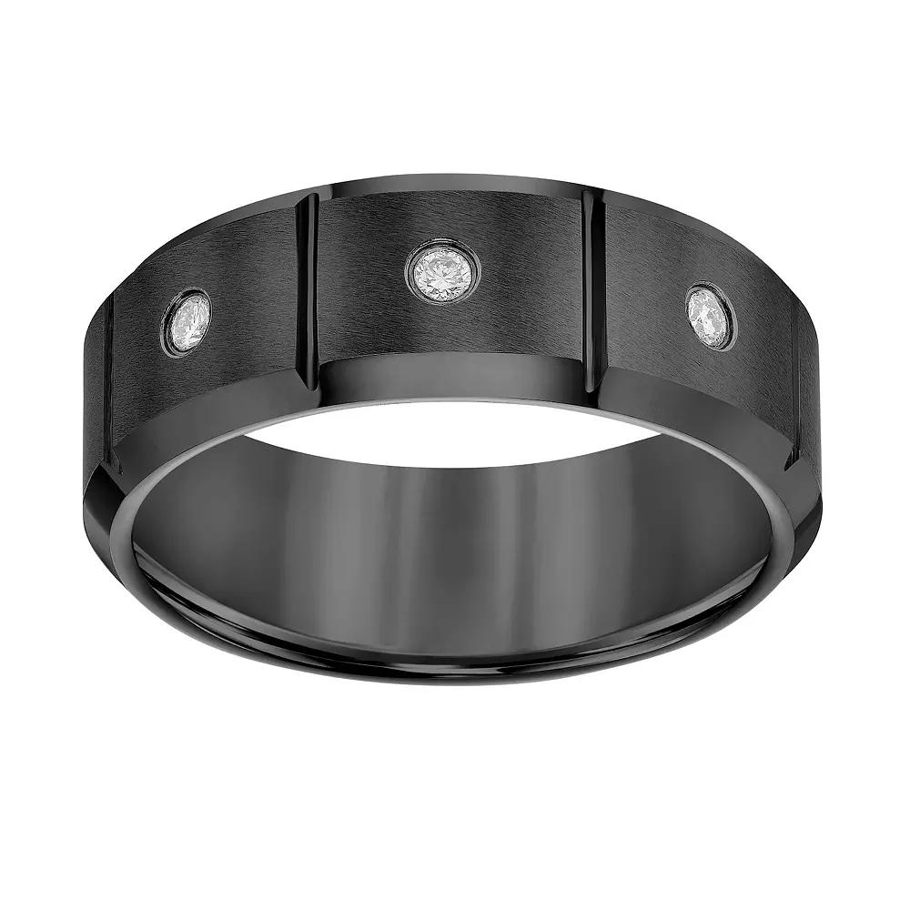 AXL 1/10 Carat T.W. Diamond Black Tungsten Carbide 8 mm Mens Comfort Fit Band Product Image