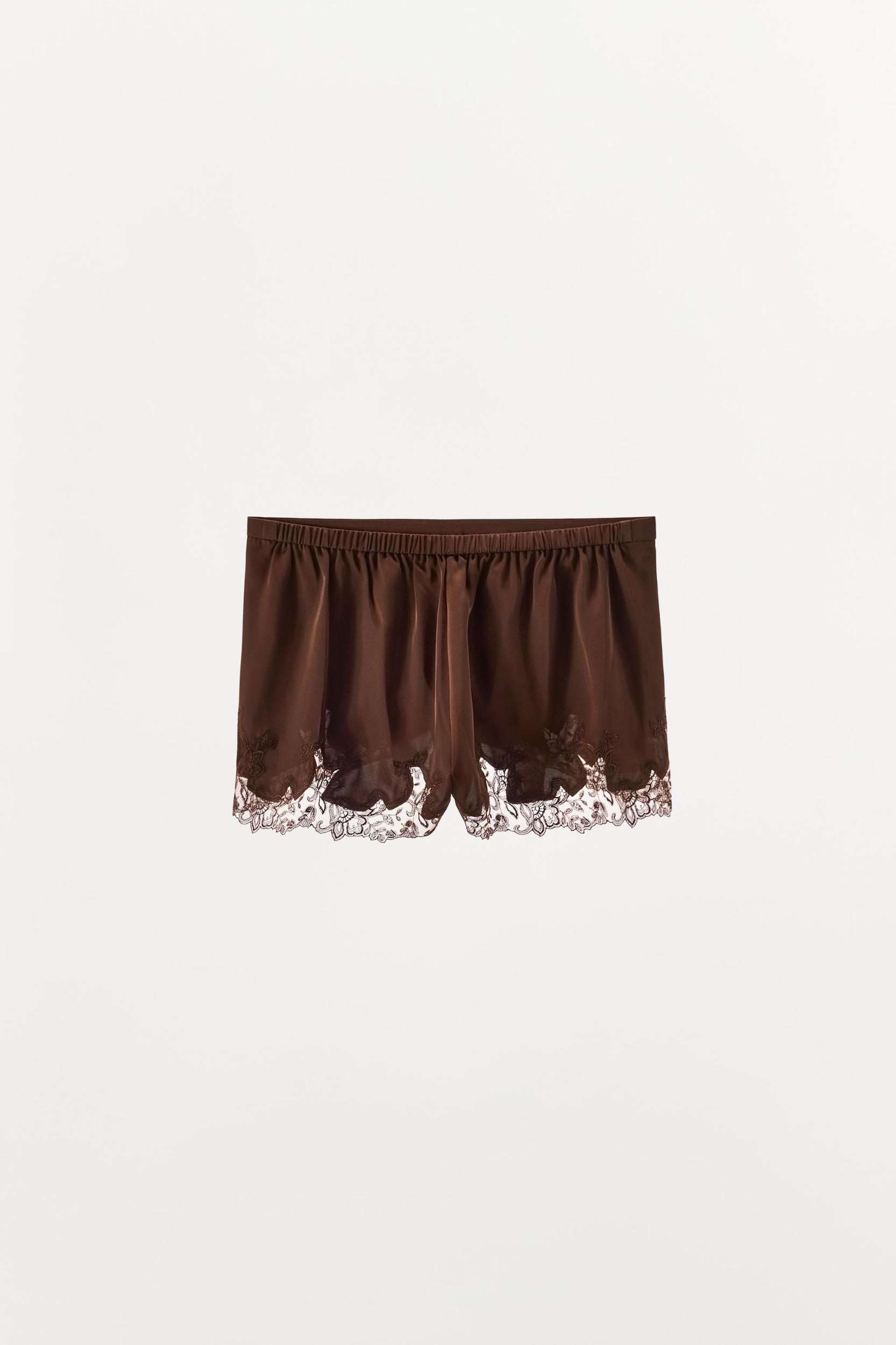 SATIN EFFECT EMBROIDERED LACE TOP Product Image