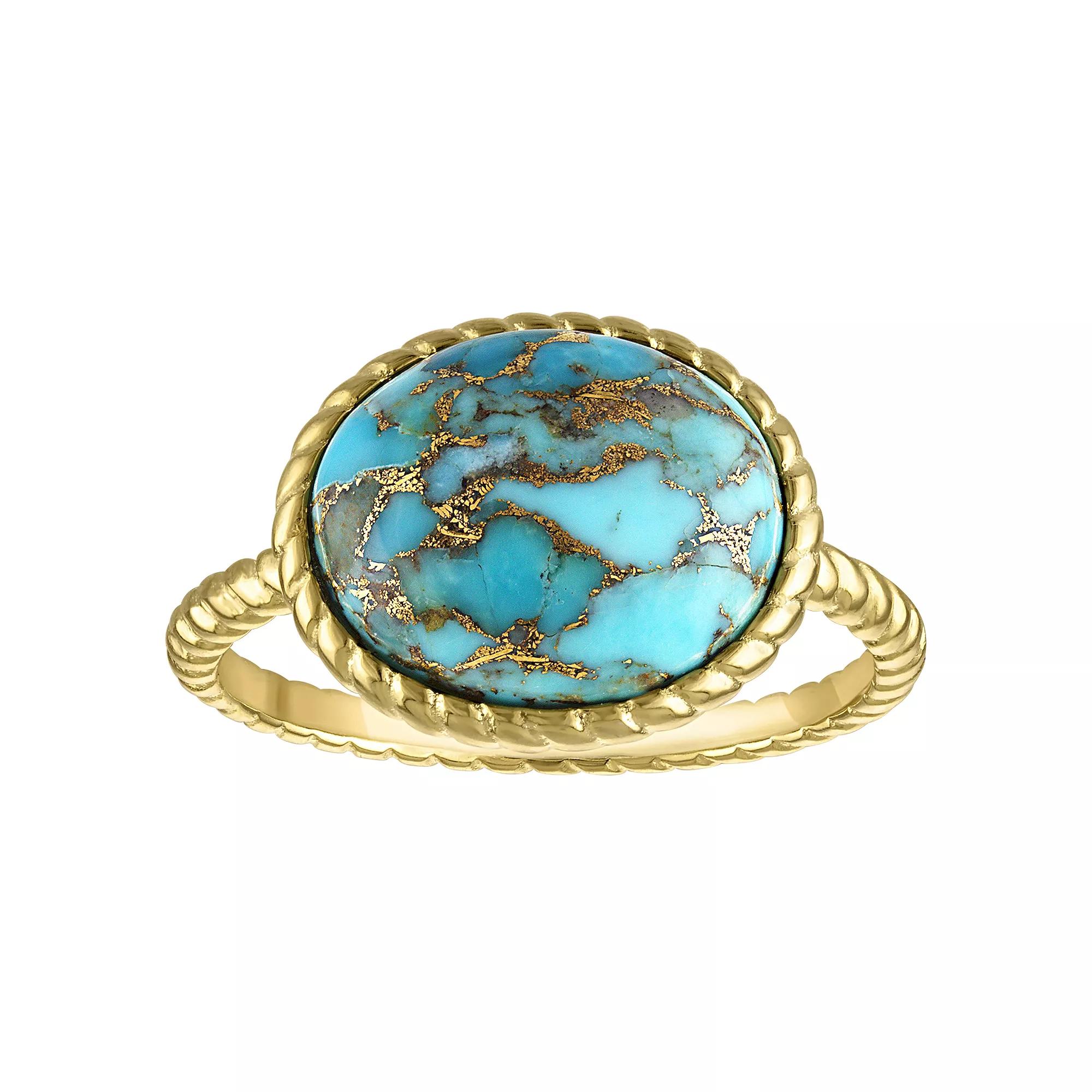 Designs by Gioelli Gold Over Sterling Silver Copper Turquoise Bezel Ring, Women's, Size: 6, Gold Tone Product Image