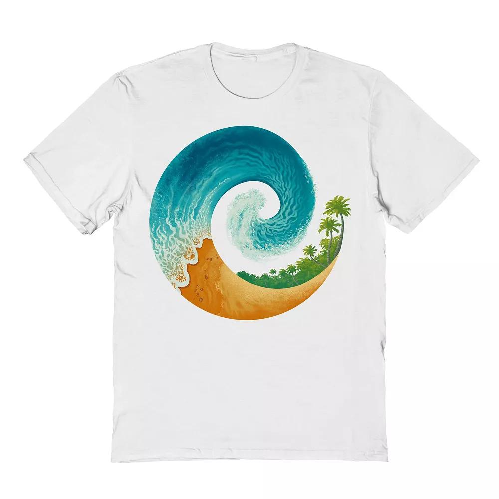 Men's COLAB89 by Threadless Spiral Beach Graphic Tee, Size: Large, White Product Image