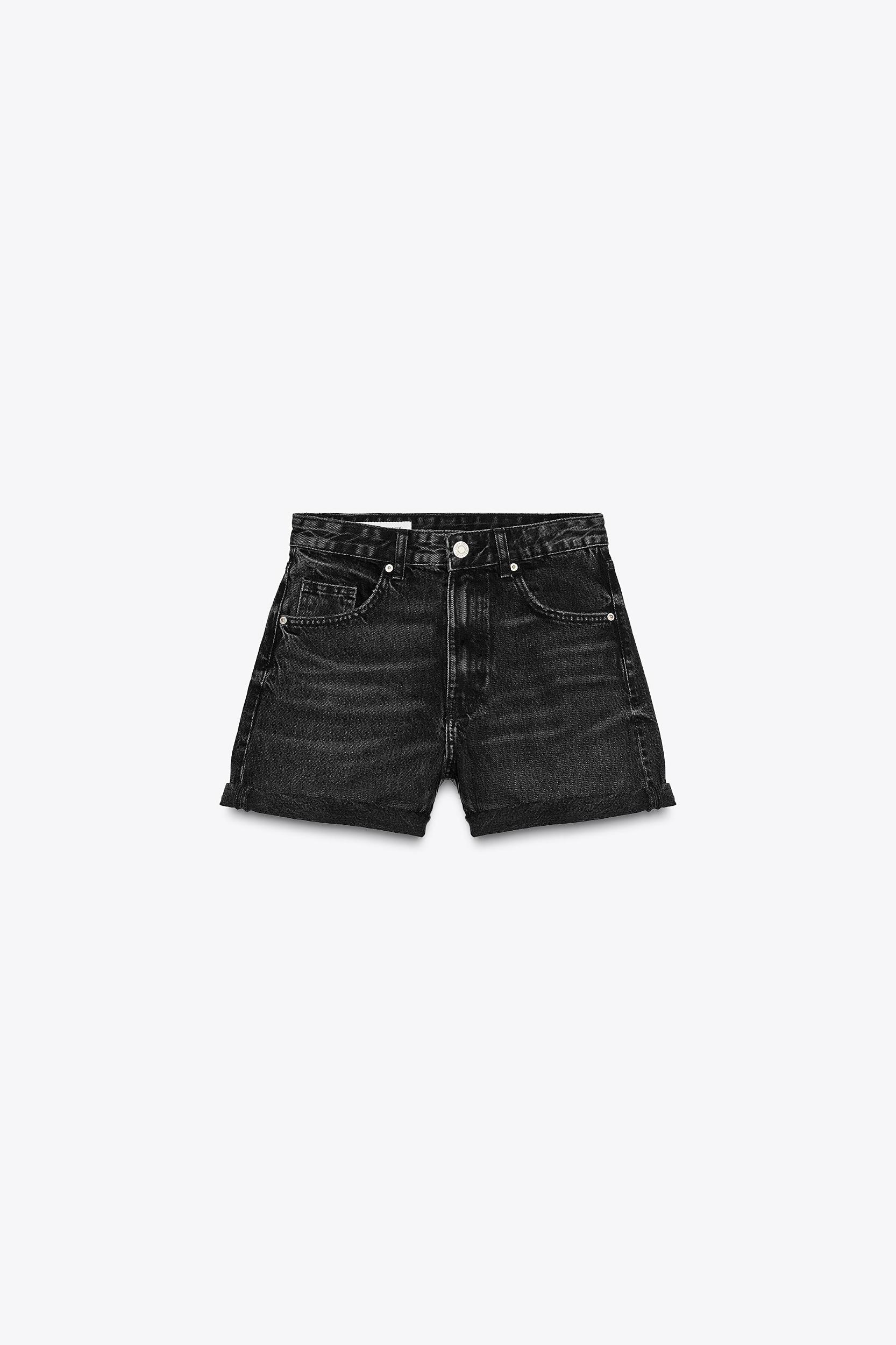 TRF HIGH-WAISTED MOM FIT DENIM SHORTS Product Image