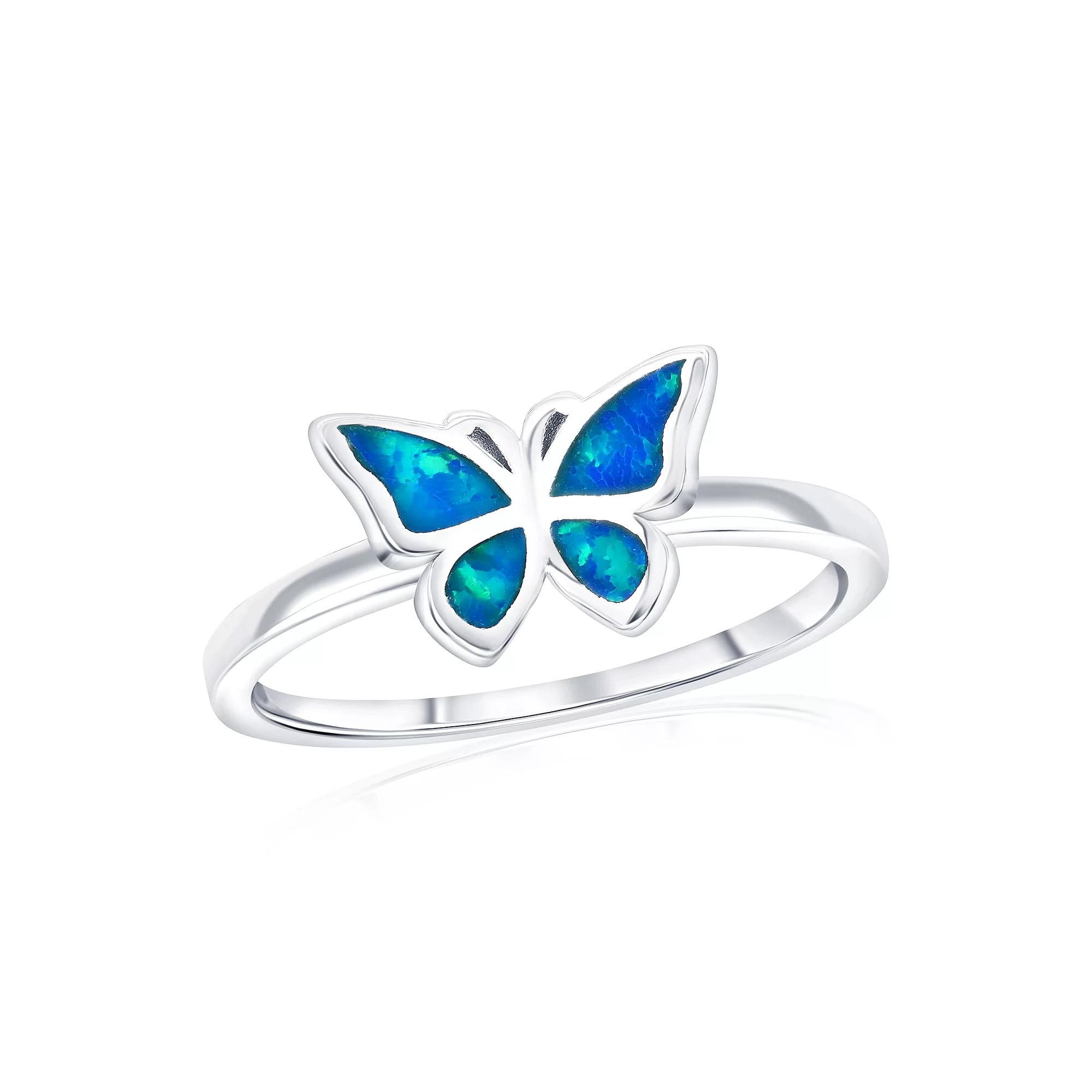 Nautica Rocks Sterling Silver Blue Opal Butterfly Ring, Women's,  Product Image