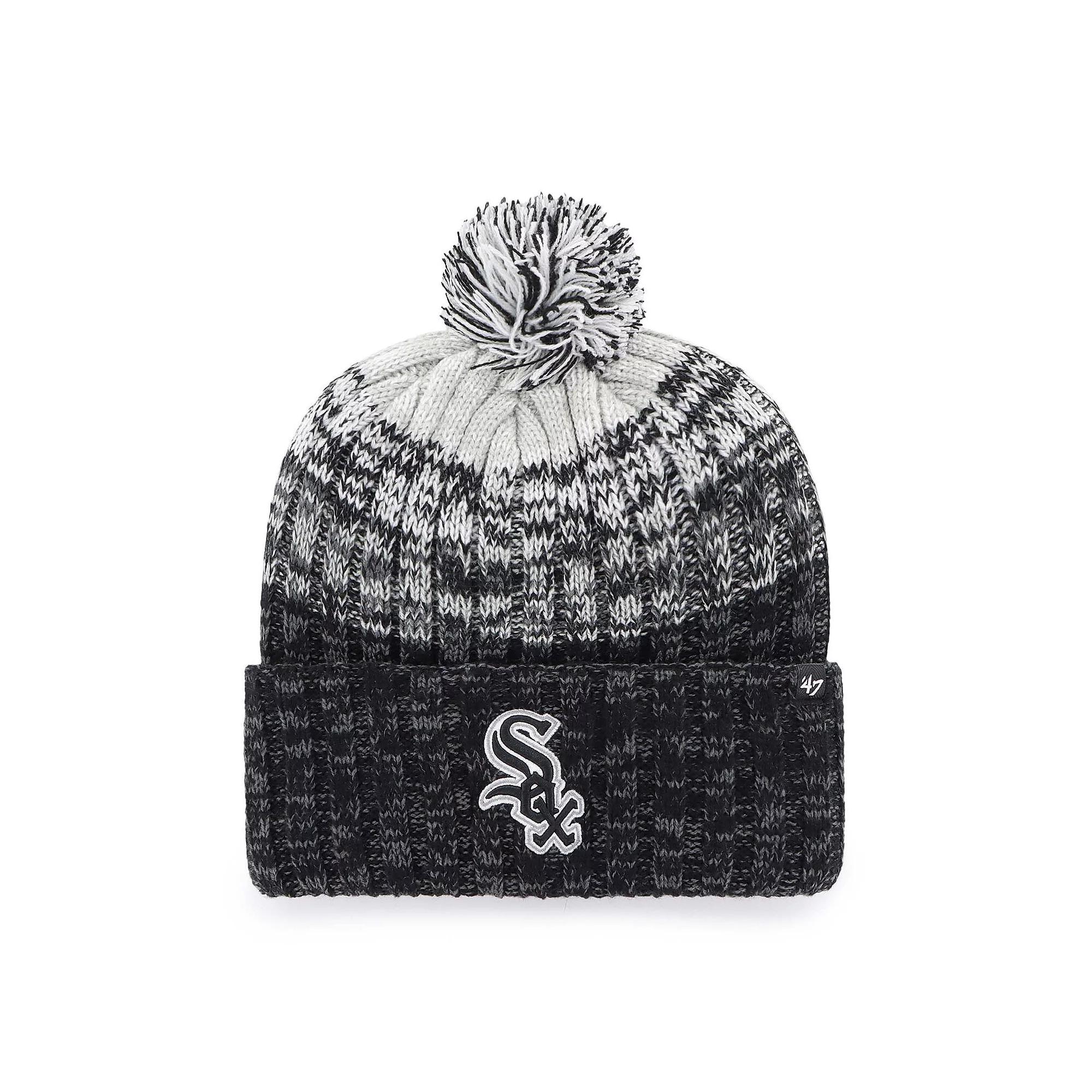 Men's '47  Black Chicago White Sox Cascade Cuffed Knit Hat with Pom Product Image