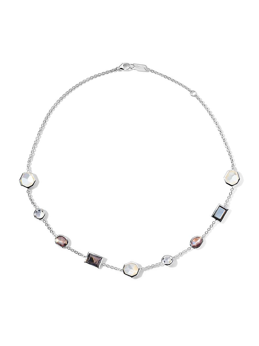 Womens Rock Candy Mixed-Cut Sterling Silver, Rock Crystal & Mother-Of-Pearl Doublet Station Necklace Product Image