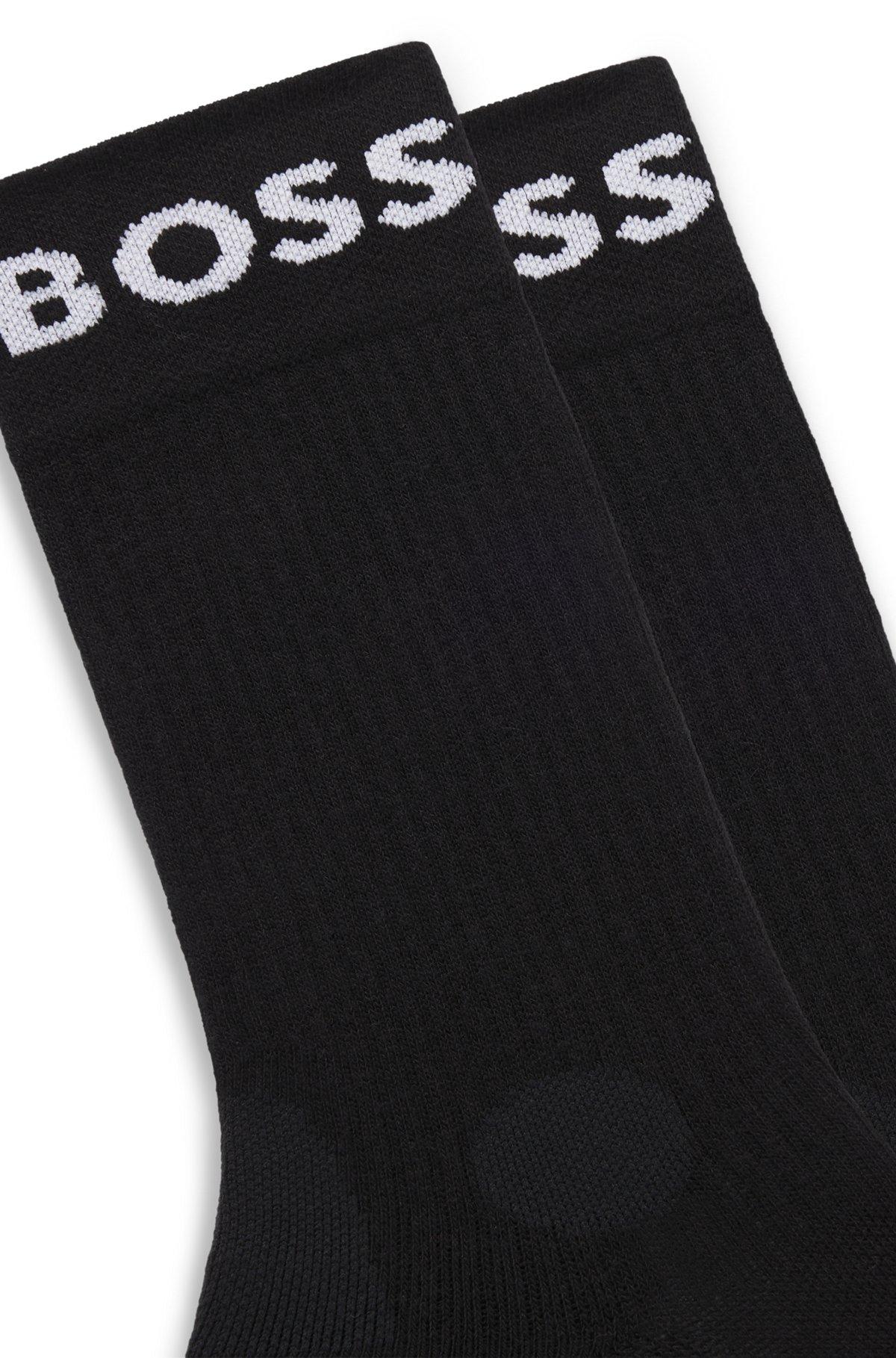 BOSS - Two-pack of quarter-length socks in stretch fabric - Black Product Image