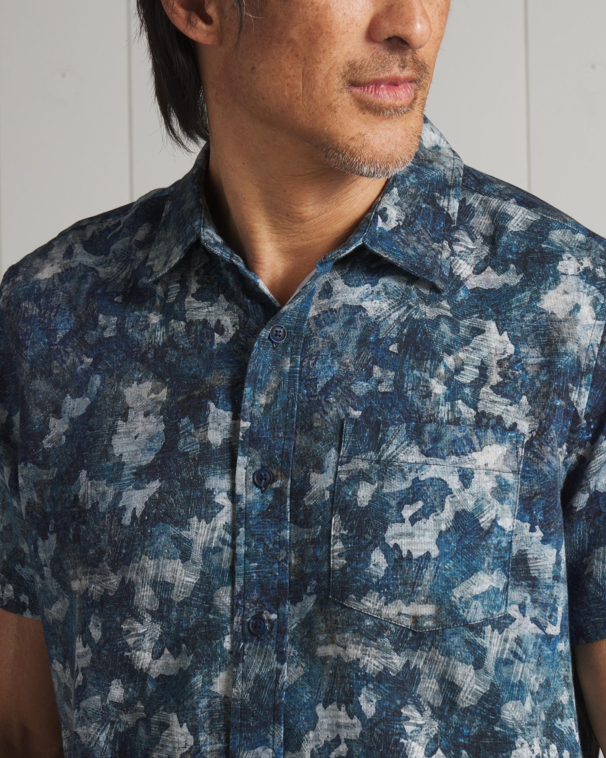 Bedford Textured Printed Shirt - Blue Camo Print Product Image