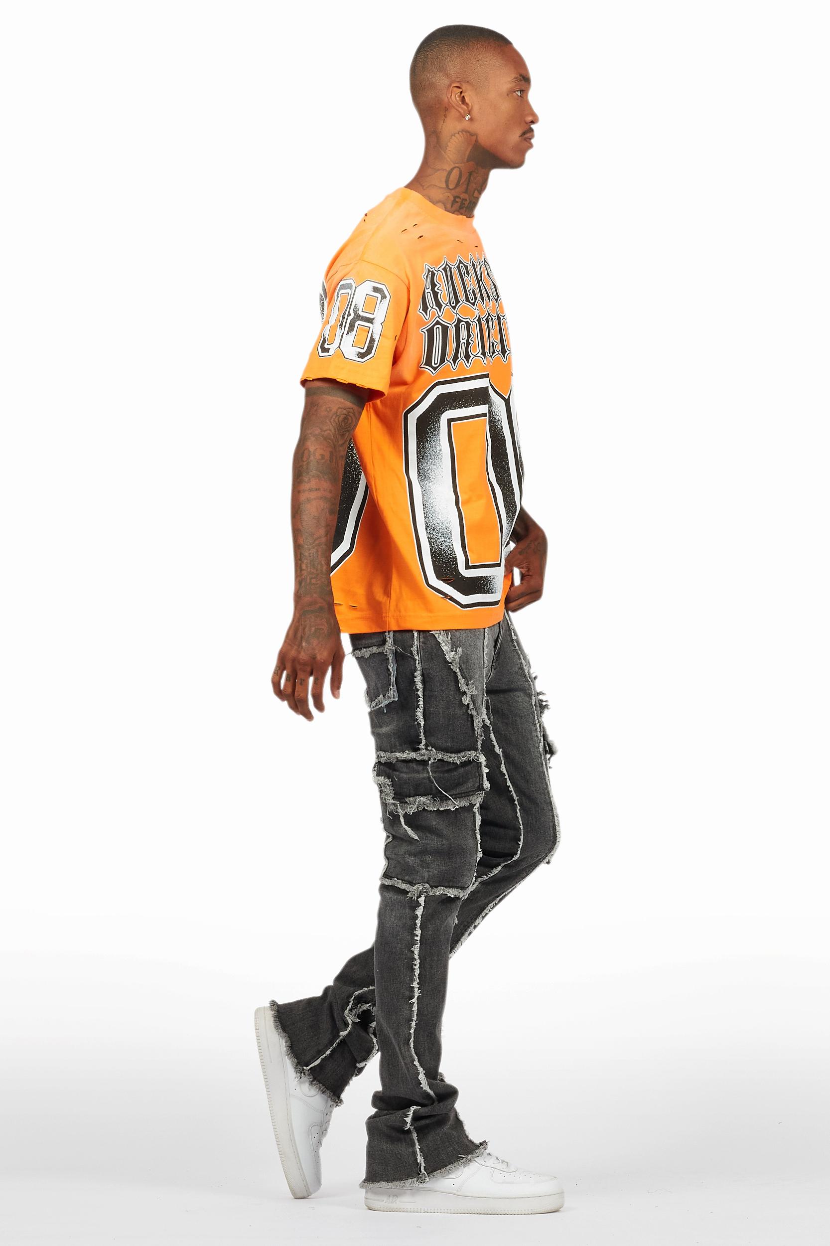 Revved Dark Grey Stacked Flare Jean Male Product Image