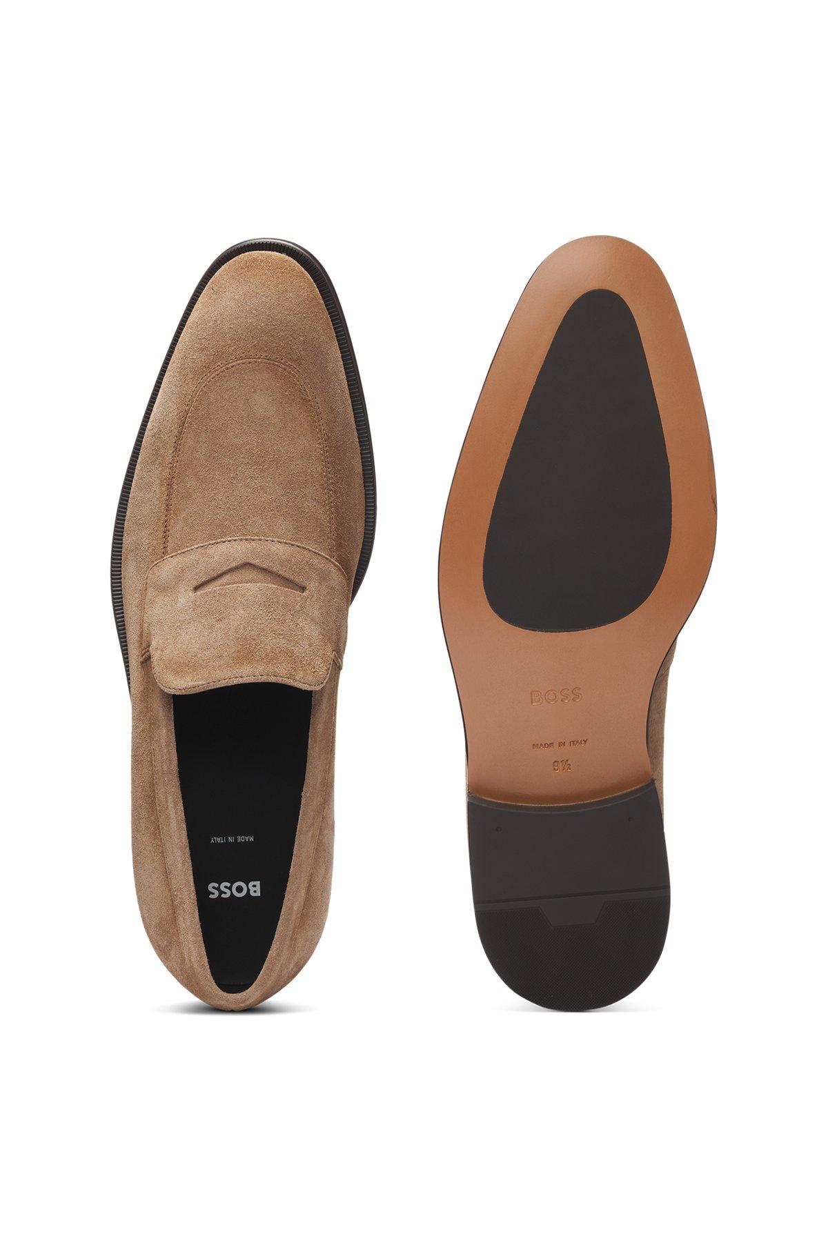 Italian-made suede loafers with penny trim Product Image