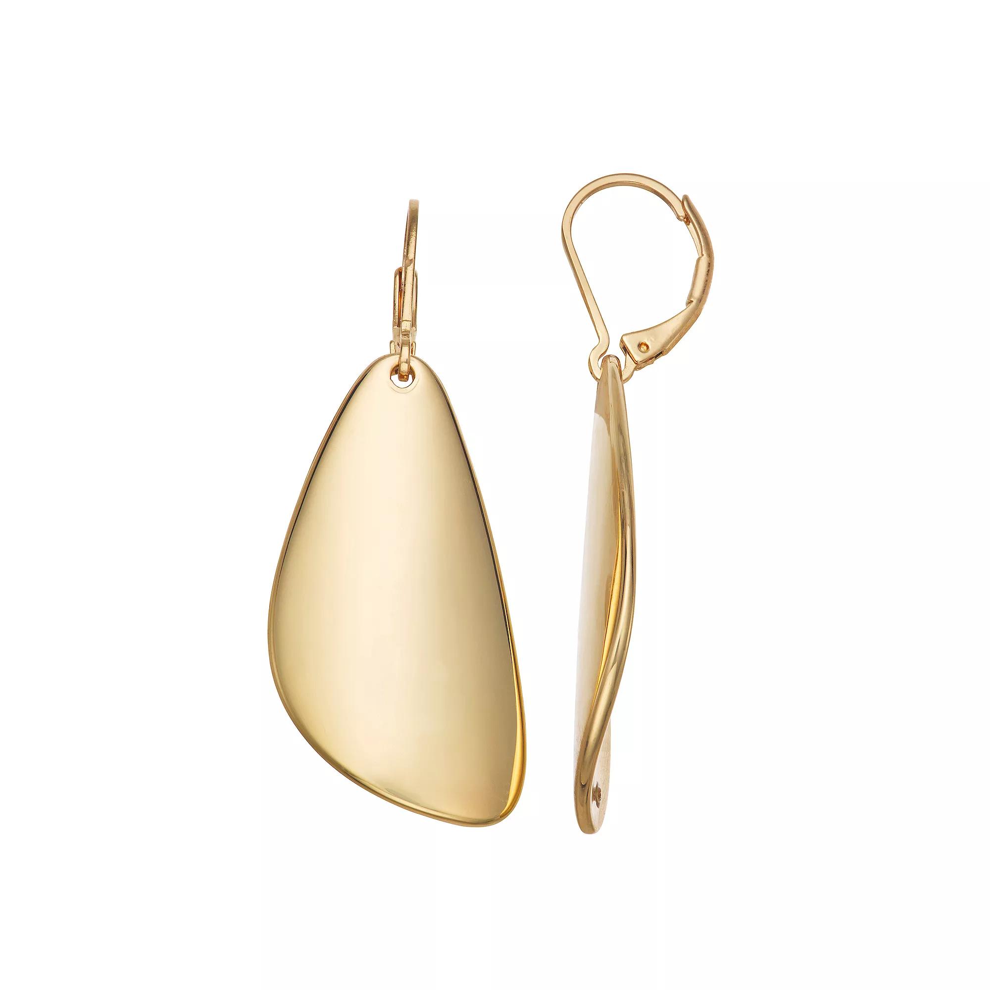 Nine West Gold Tone Metal Sheet Drop Leverback Earrings, Womens Product Image
