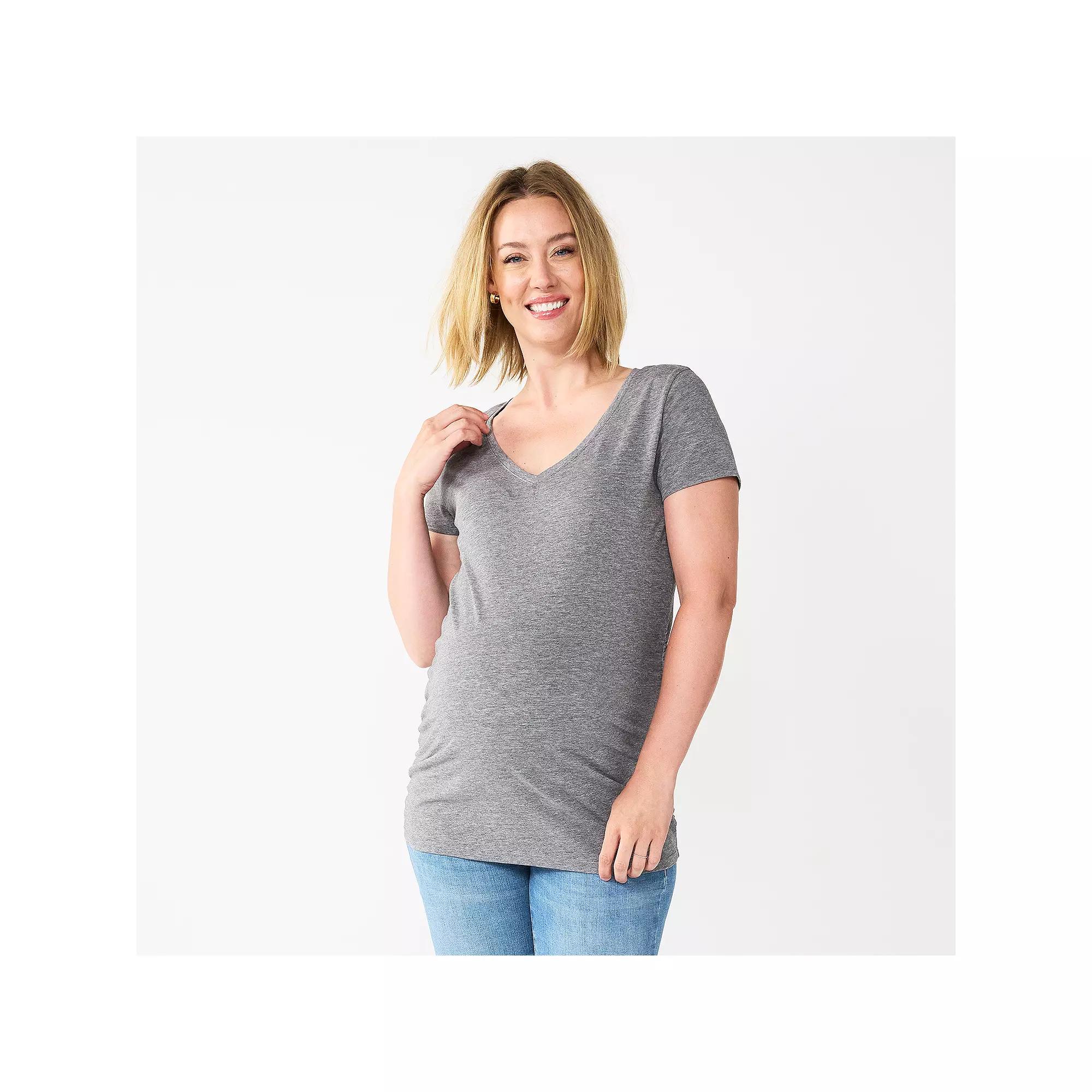 Maternity Sonoma Goods For Life® Essential V-Neck Tee, Women's, Size: XS-MAT, Grey Product Image