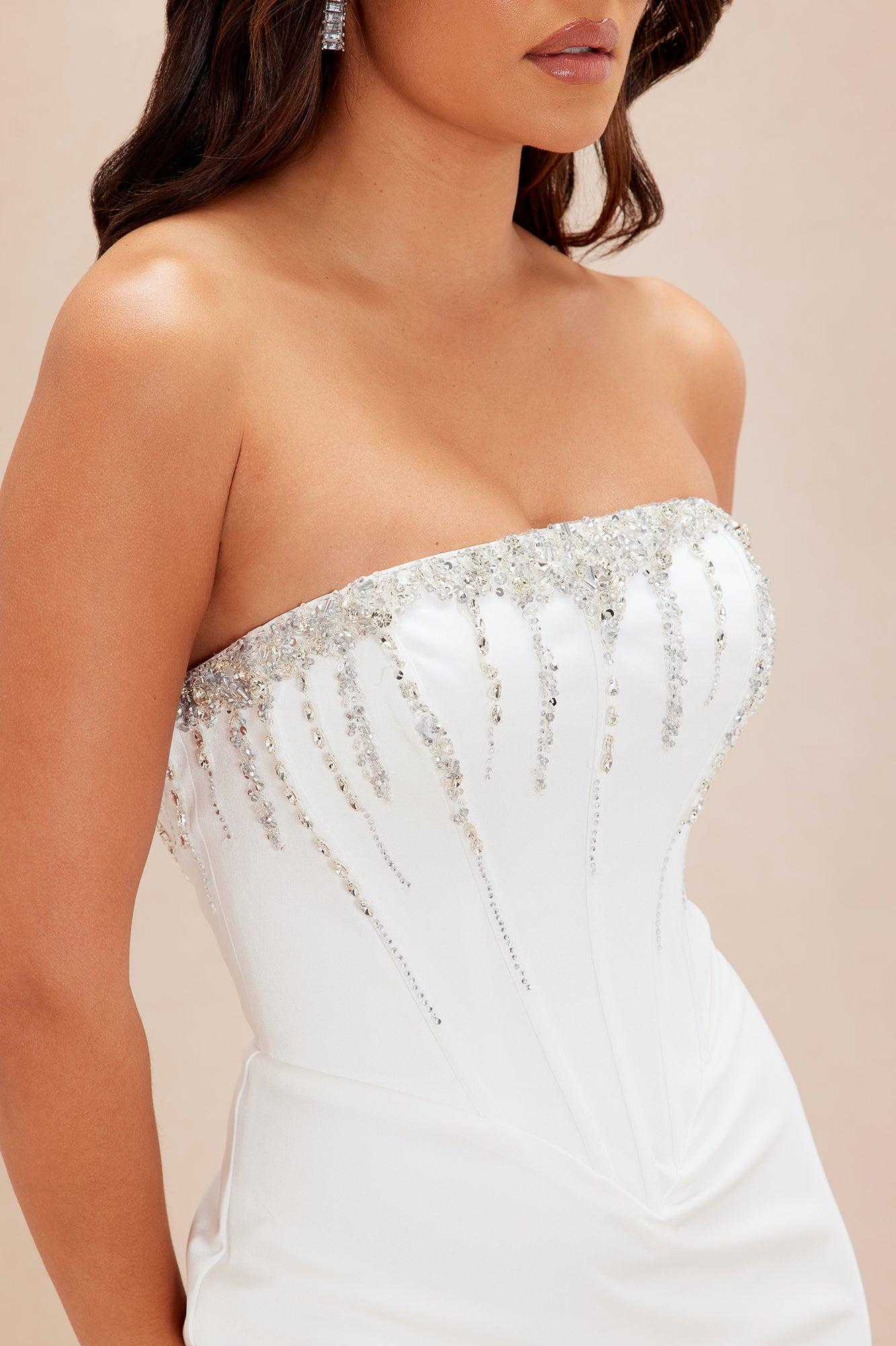 Rosalie Embellished Corset Gown - White Product Image