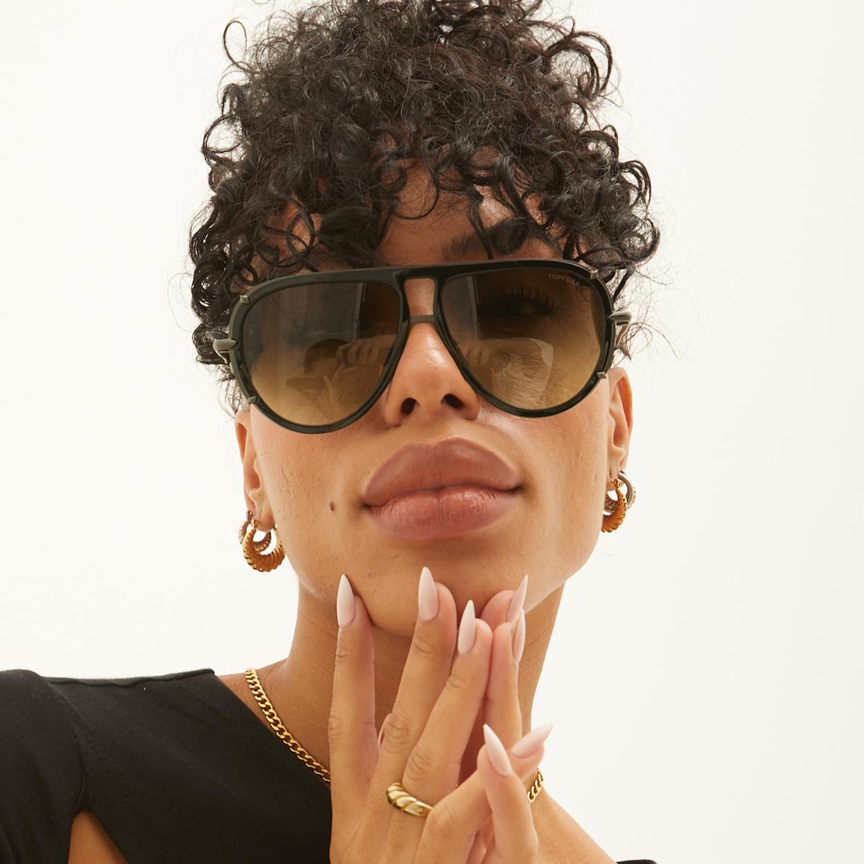 TopFoxx Ivy Luxe - Olive Tangle-Free Women's Round Aviator Sunglasses Female Product Image