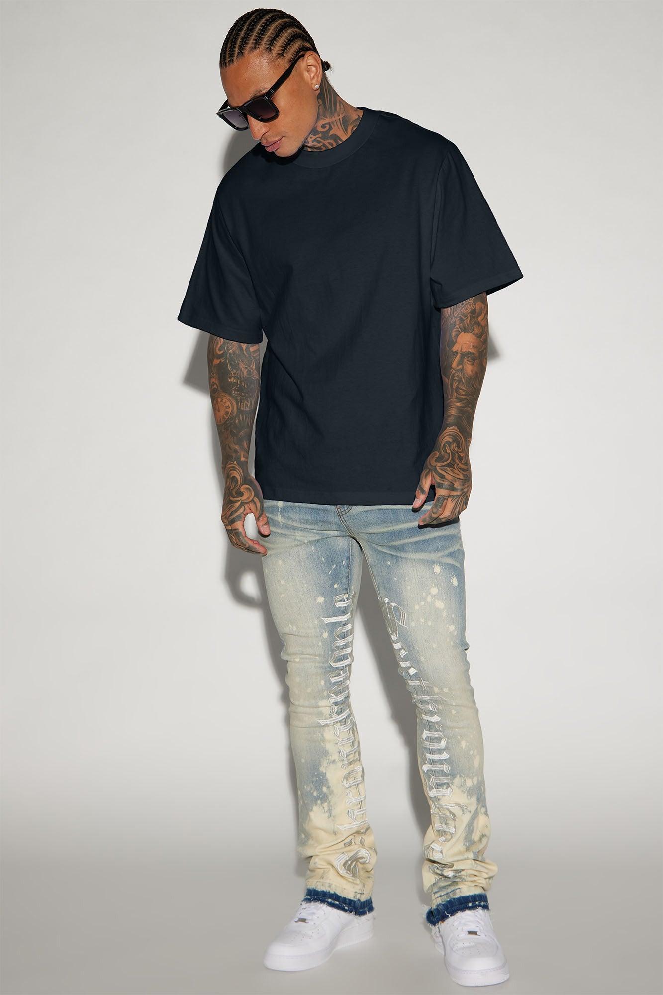 Oversized Heavyweight Short Sleeve Tee - Black Product Image