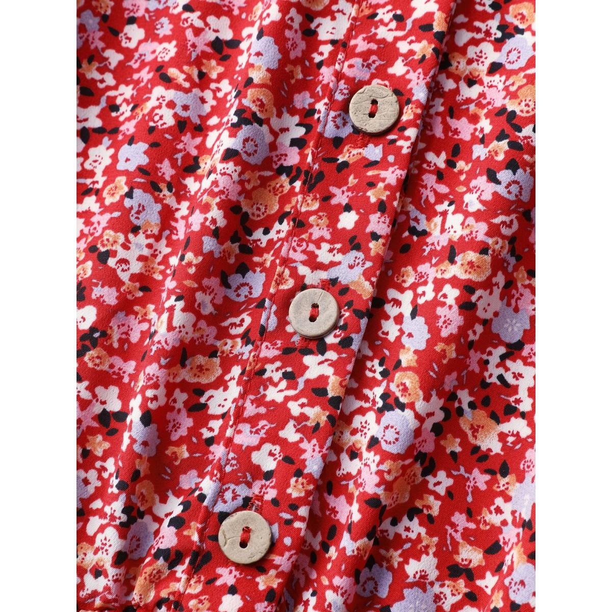 Plus Size Floral Print Belted Waist Midi Dress Scarlet Women Timeless Notched collar Elbow-length sleeve Curvy BloomChic 18-20/2X Product Image