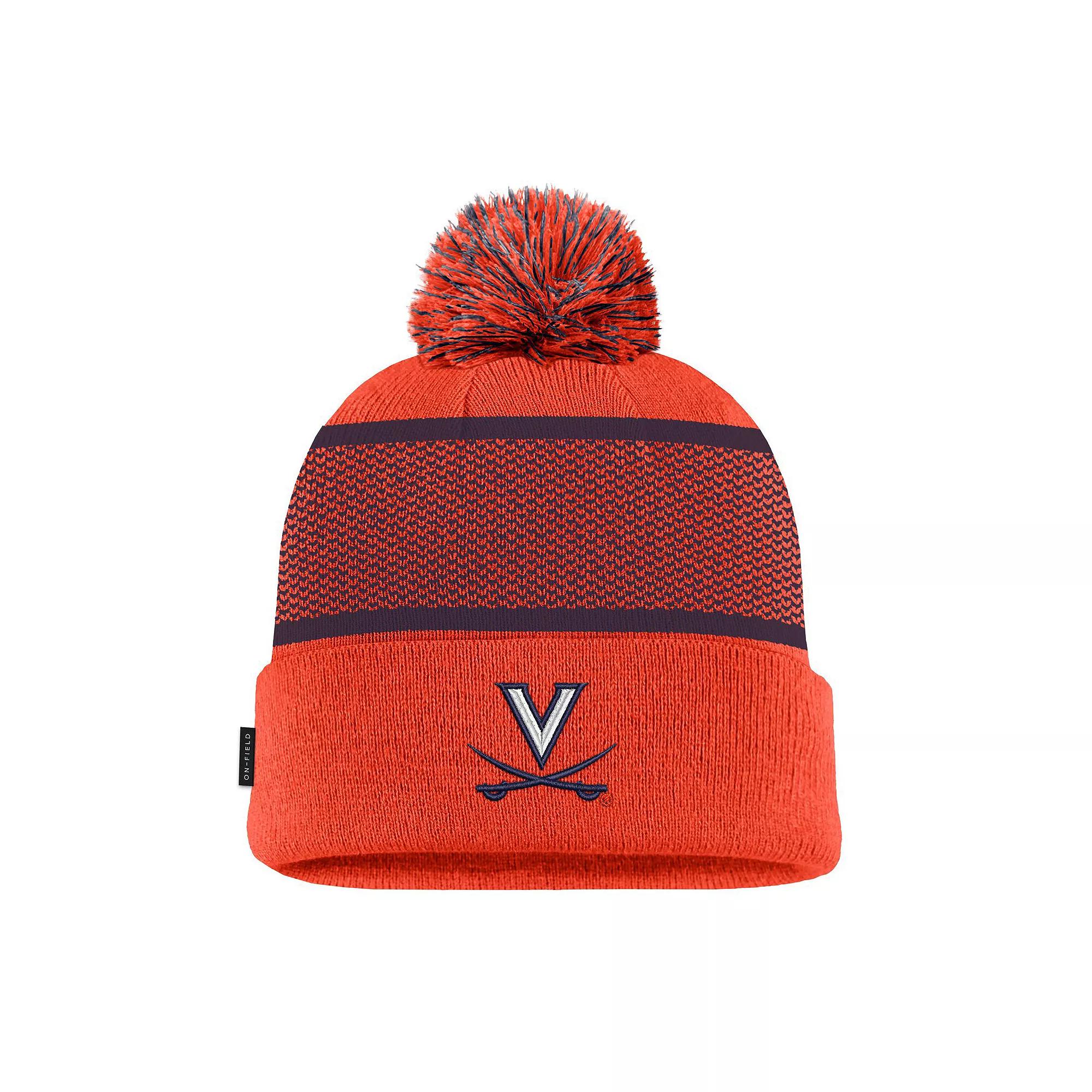 Men's Nike Orange Virginia Cavaliers 2024 Sideline Peak Cuffed Knit Hat with Pom Product Image