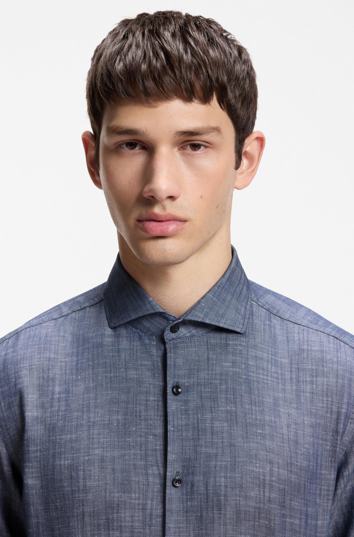 Slim-fit shirt in cotton and linen Product Image
