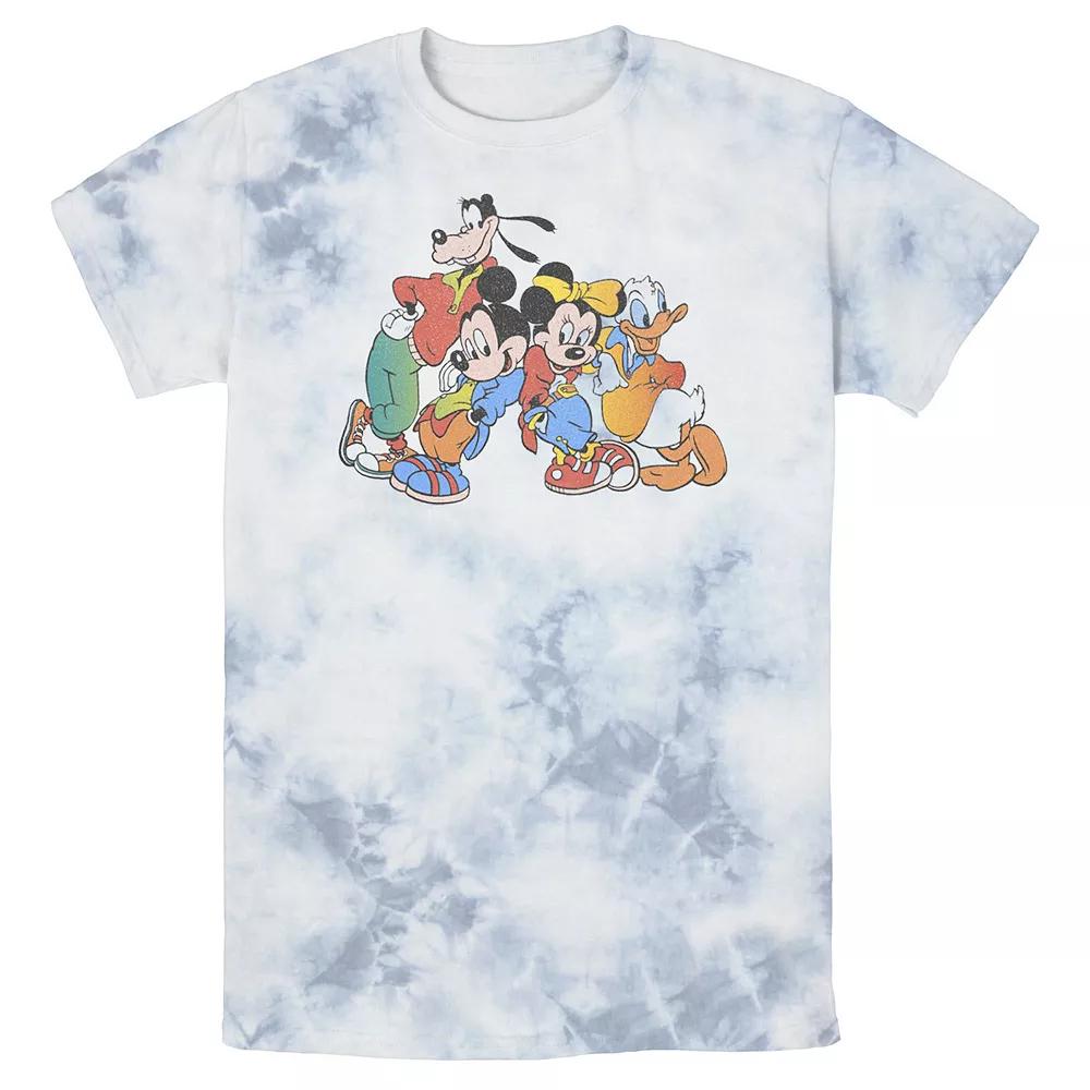 Men's Disney Mickey Mouse & Friends 90's Style Portrait Bomabrd Wash Tee, Size: Medium, White Blue Product Image