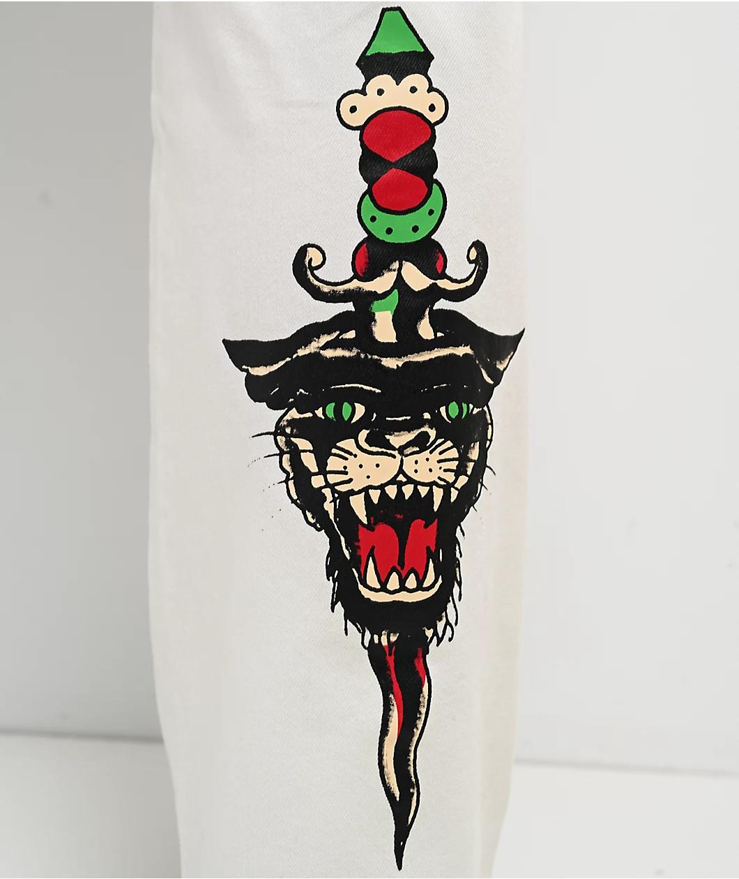 Ed Hardy Fire Skull White Cargo Pants Product Image