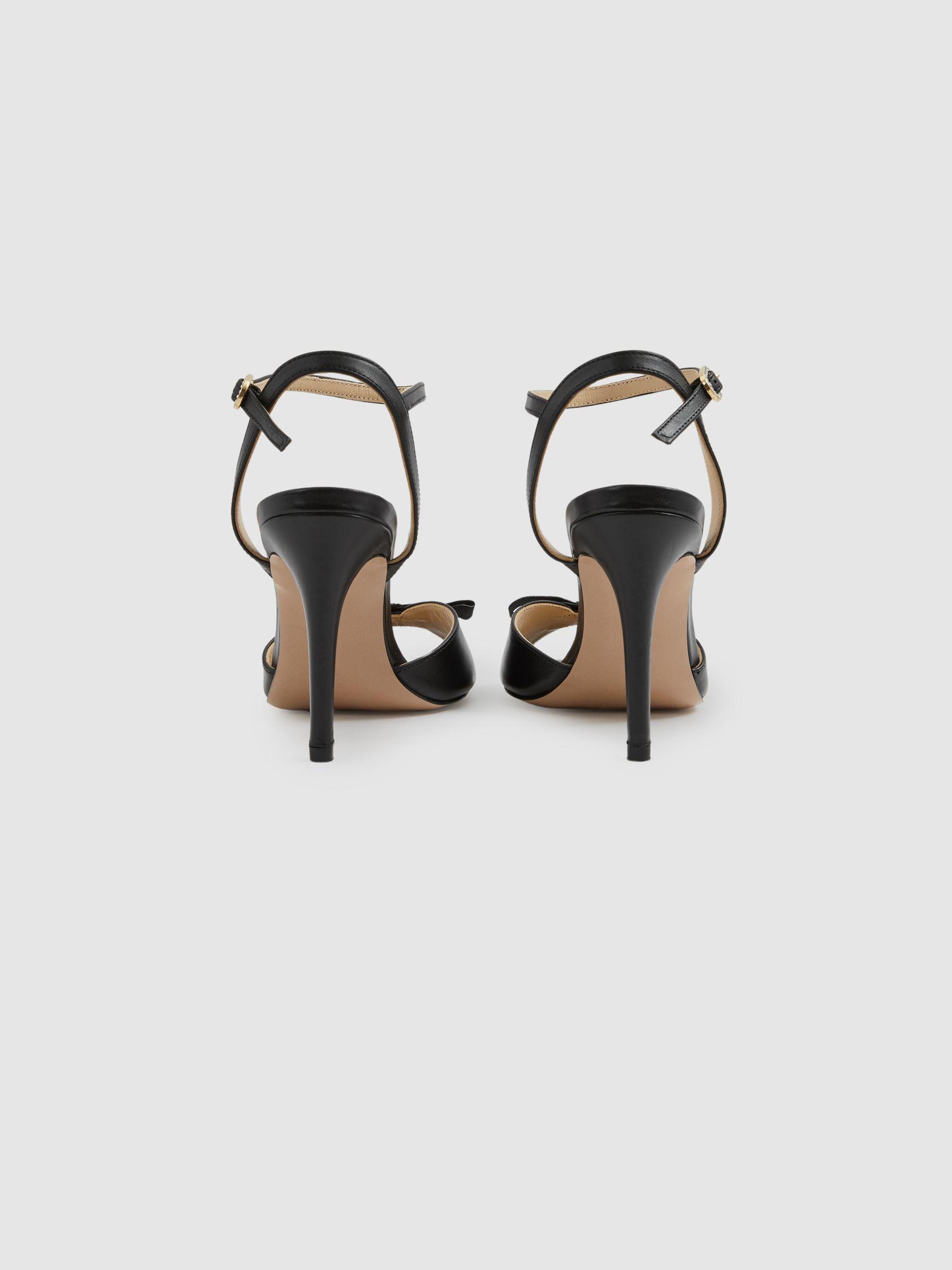 Camilla Elphick Black Leather Open-Toe Heels Product Image