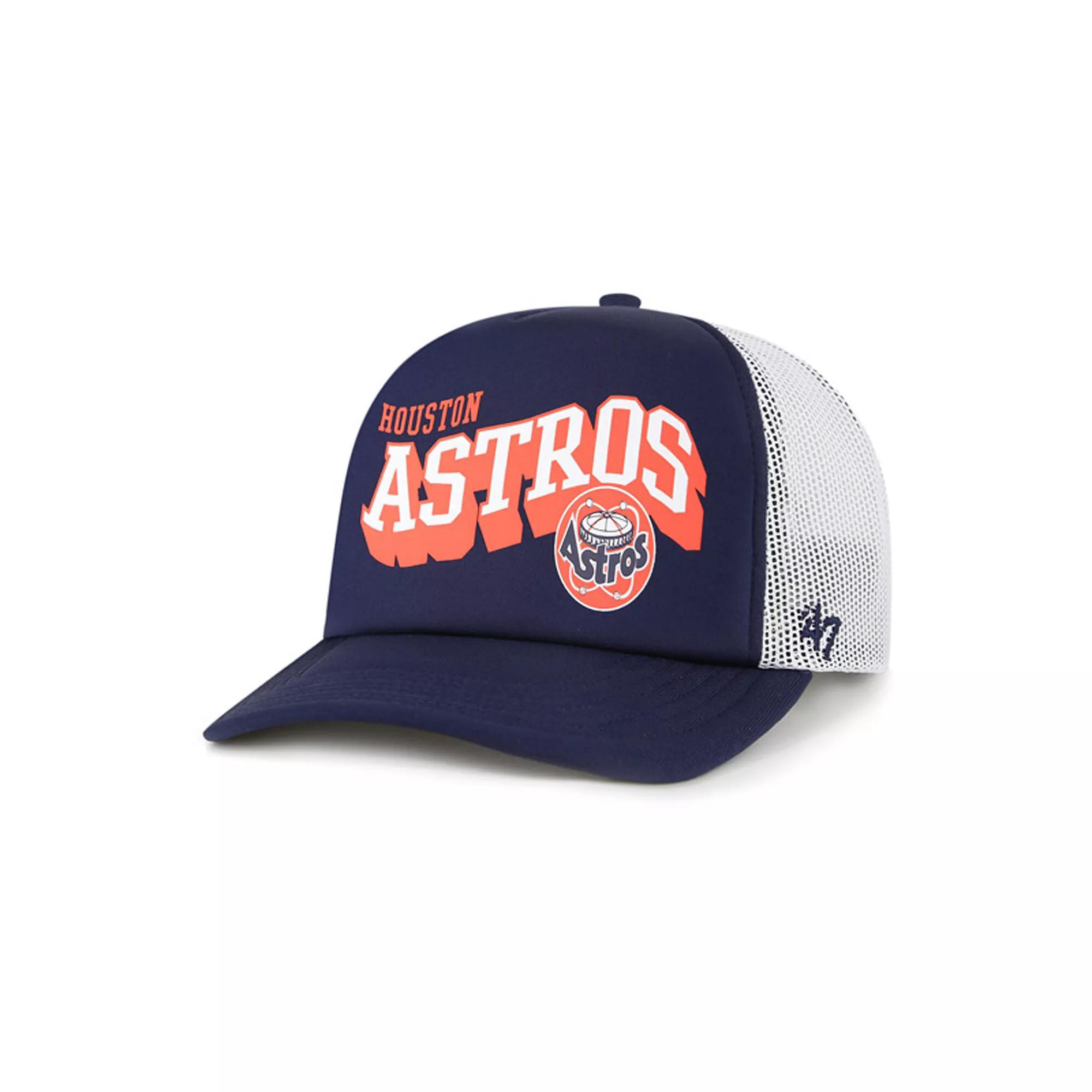 Men's '47 Navy Houston Astros Meander Foam Trucker Snapback Hat, Blue Product Image
