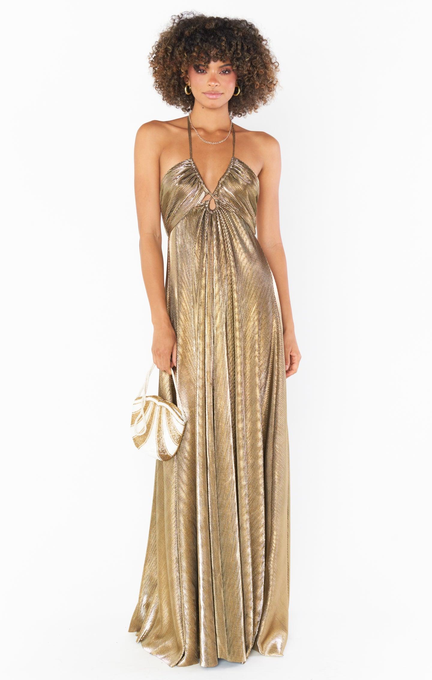 Paros Maxi Dress ~ Pleated Gold Product Image